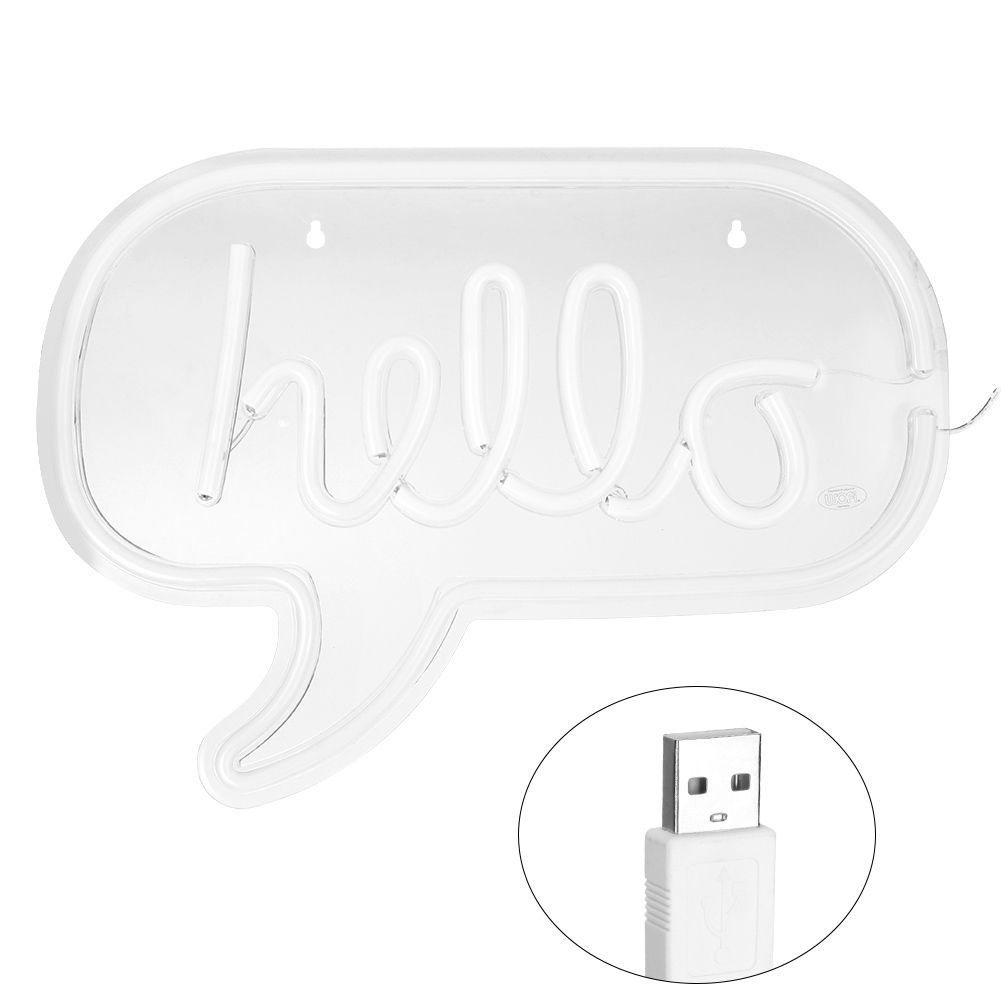 HELLO Letters LED Neon Light Wall Hanging Sign for Bar Bedroom Living Room view 2
