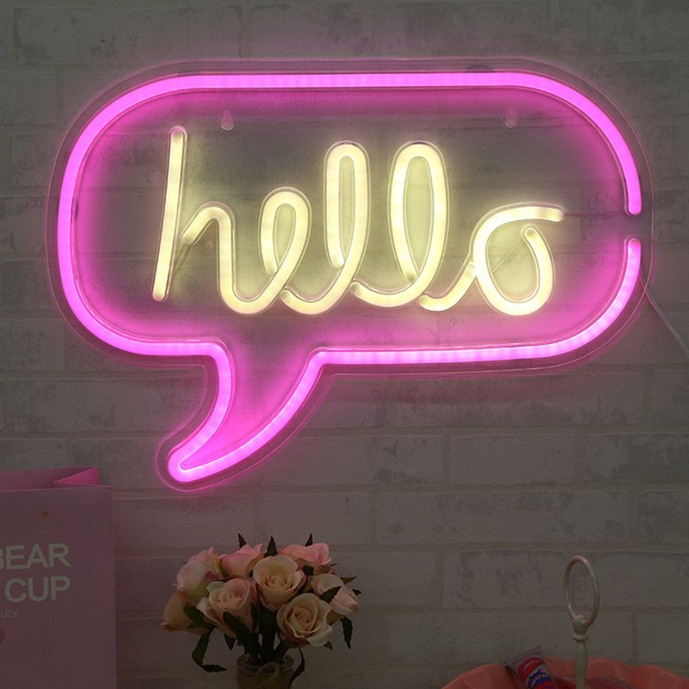 HELLO Letters LED Neon Light Wall Hanging Sign for Bar Bedroom Living Room view 5