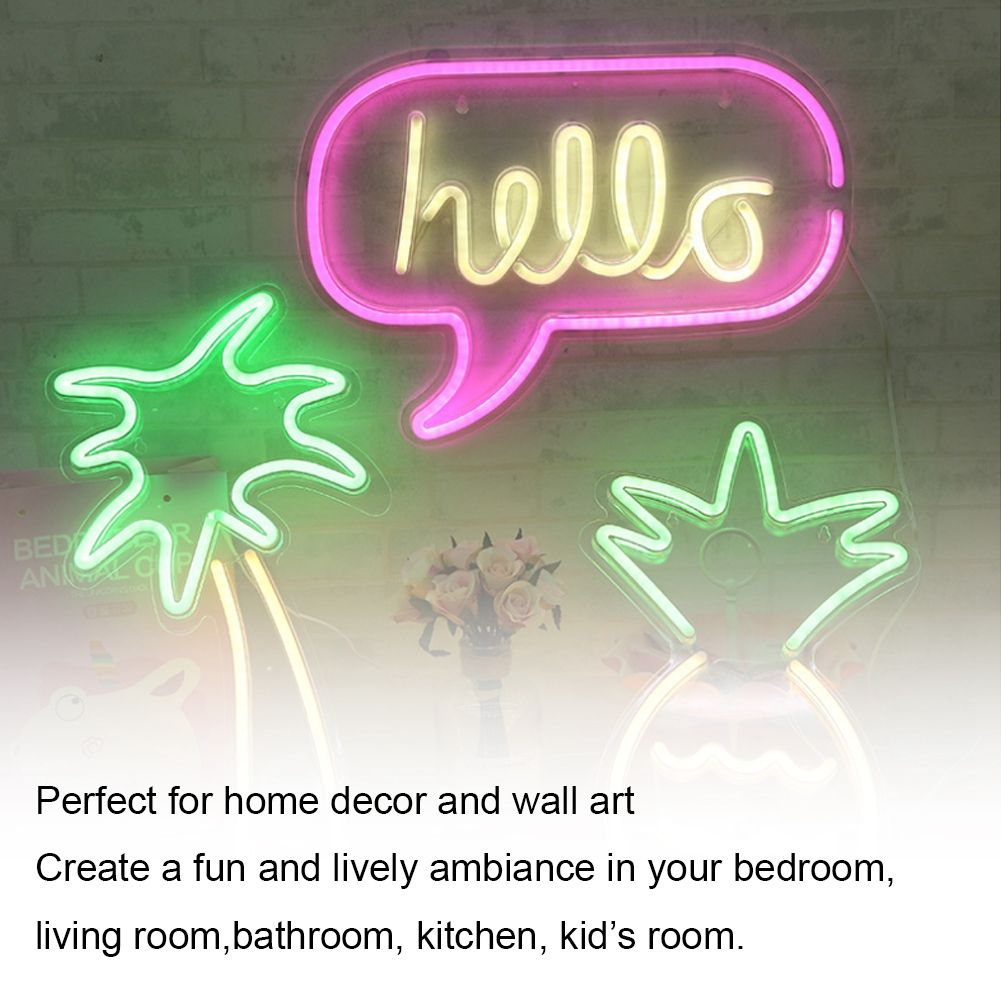 HELLO Letters LED Neon Light Wall Hanging Sign for Bar Bedroom Living Room view 12