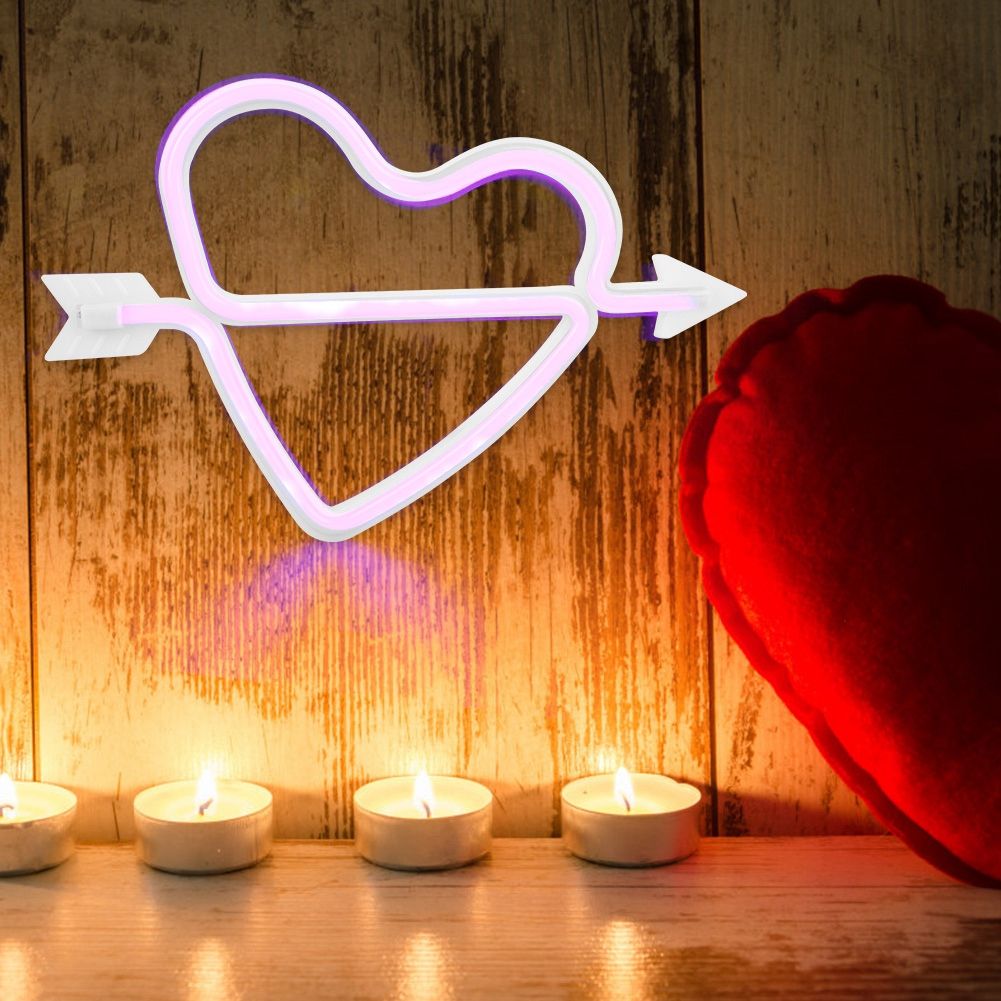Adorable Heart shape LED Light Decorative Wall Hanging Lamp for Bedroom view 3