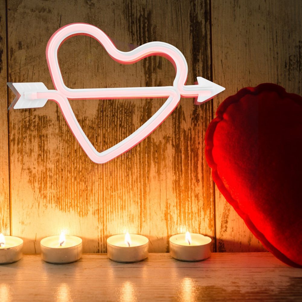 Adorable Heart shape LED Light Decorative Wall Hanging Lamp for Bedroom view 3