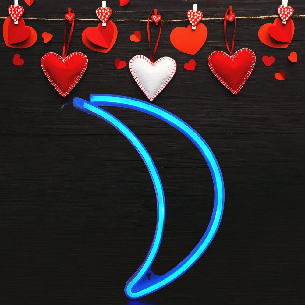 Moon Shape LED Neon Light Sign Decorative Neon Wall Light for Dormitory view 5