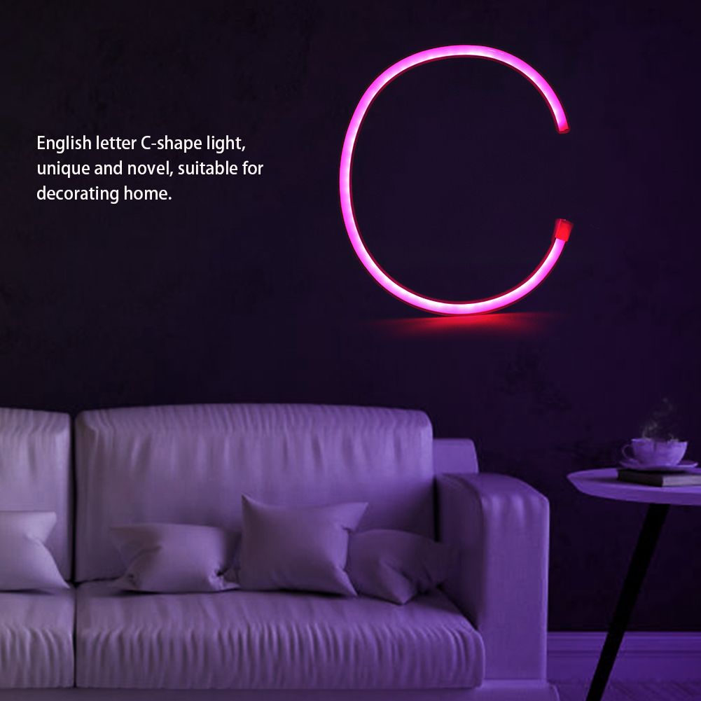 Unique Alphabet C shaped LED Light Night Light for Home Wedding Party view 9