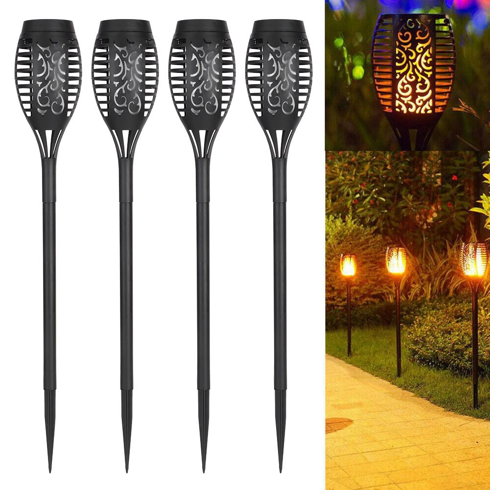 4PCS Solar Power Torch Shaped Flickering Flame Light Outdoor Garden Waterproof