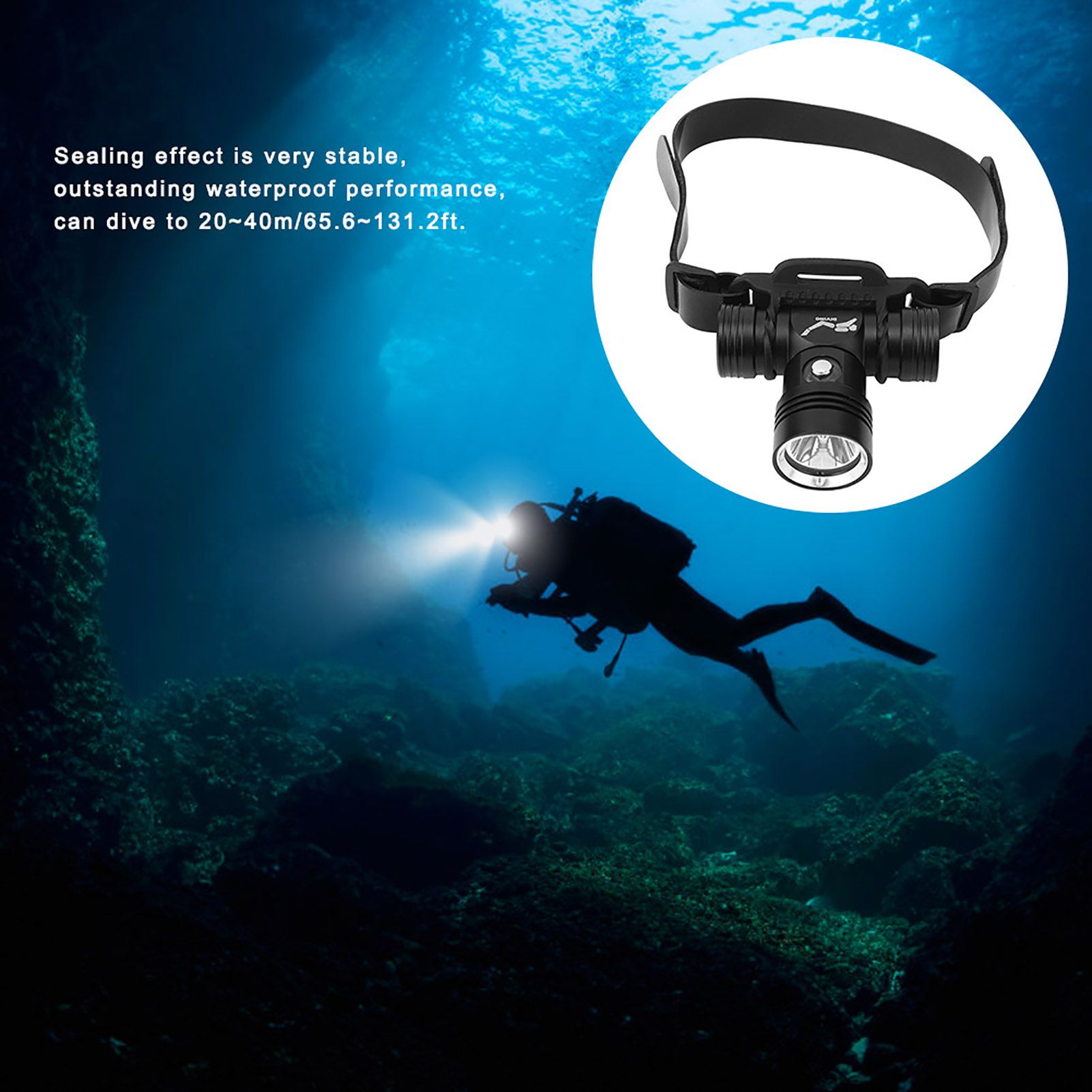 Waterproof LED Diving Headlamp Underwater High Brightness Head Light for Land view 11
