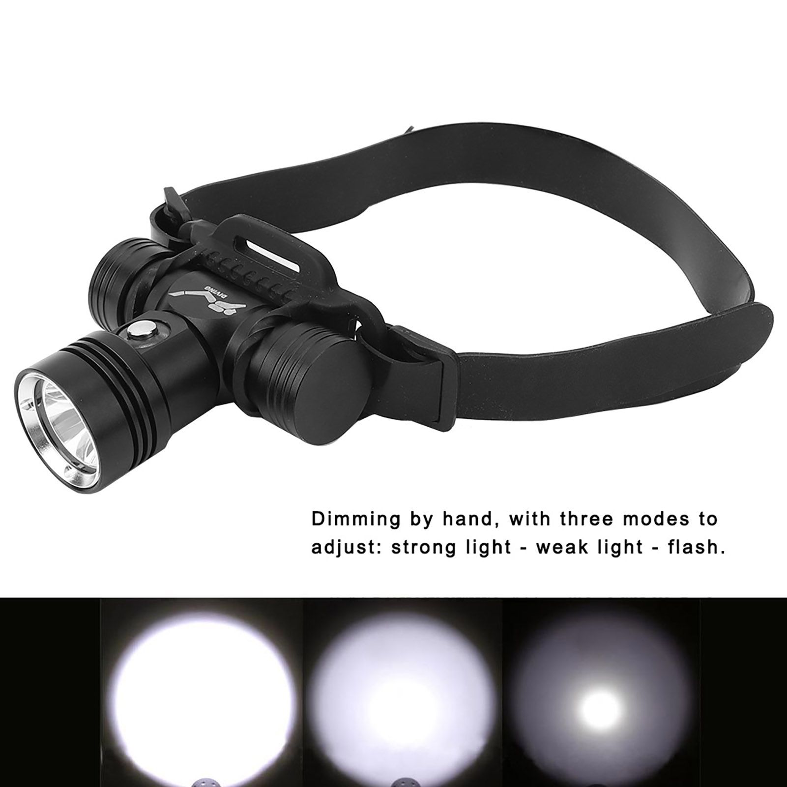 Waterproof LED Diving Headlamp Underwater High Brightness Head Light for Land view 12