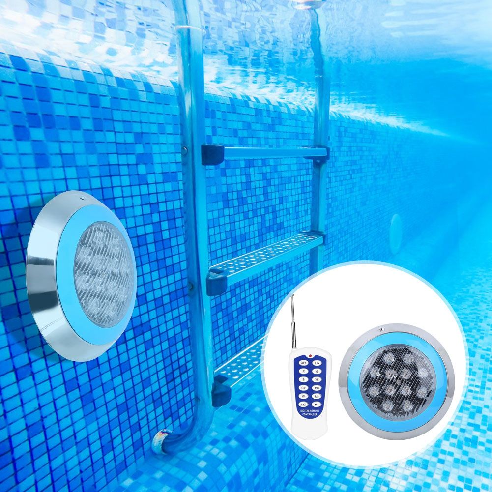 12LED 12W AC12V Swimming Pool Wall Light Remote Control IP68 Underwater Lights view 5