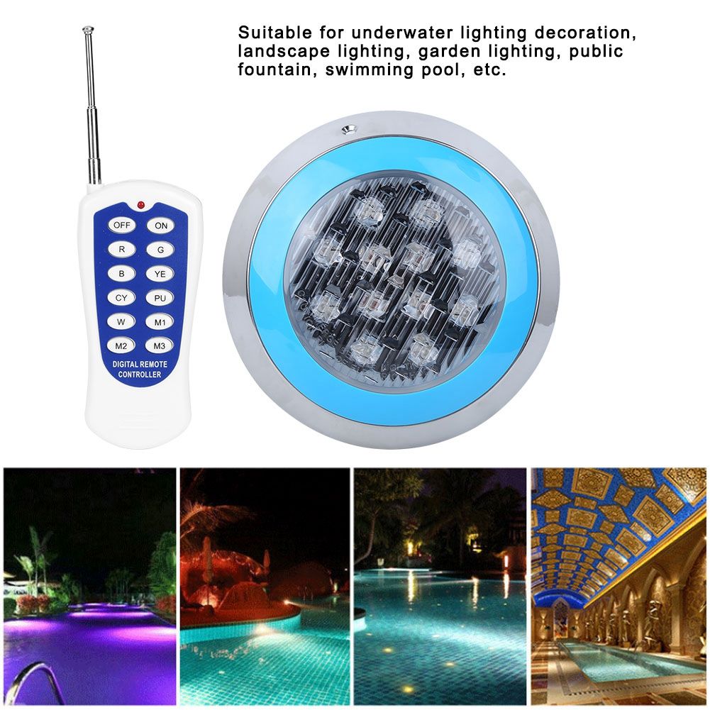 12LED 12W AC12V Swimming Pool Wall Light Remote Control IP68 Underwater Lights view 12
