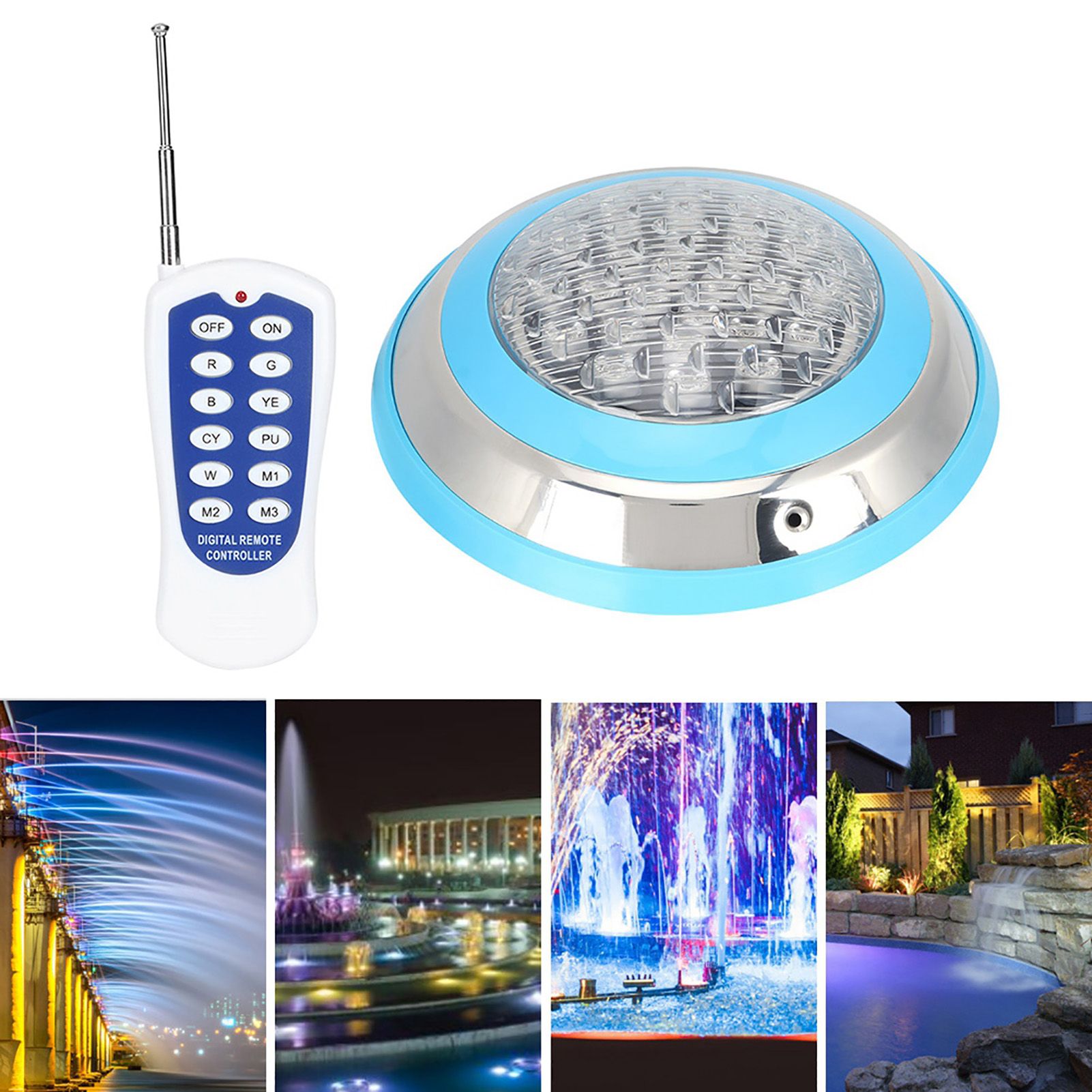 24W AC 12V 24LED Underwater Light Remote Control Waterproof Swimming Pool Lighting view 5
