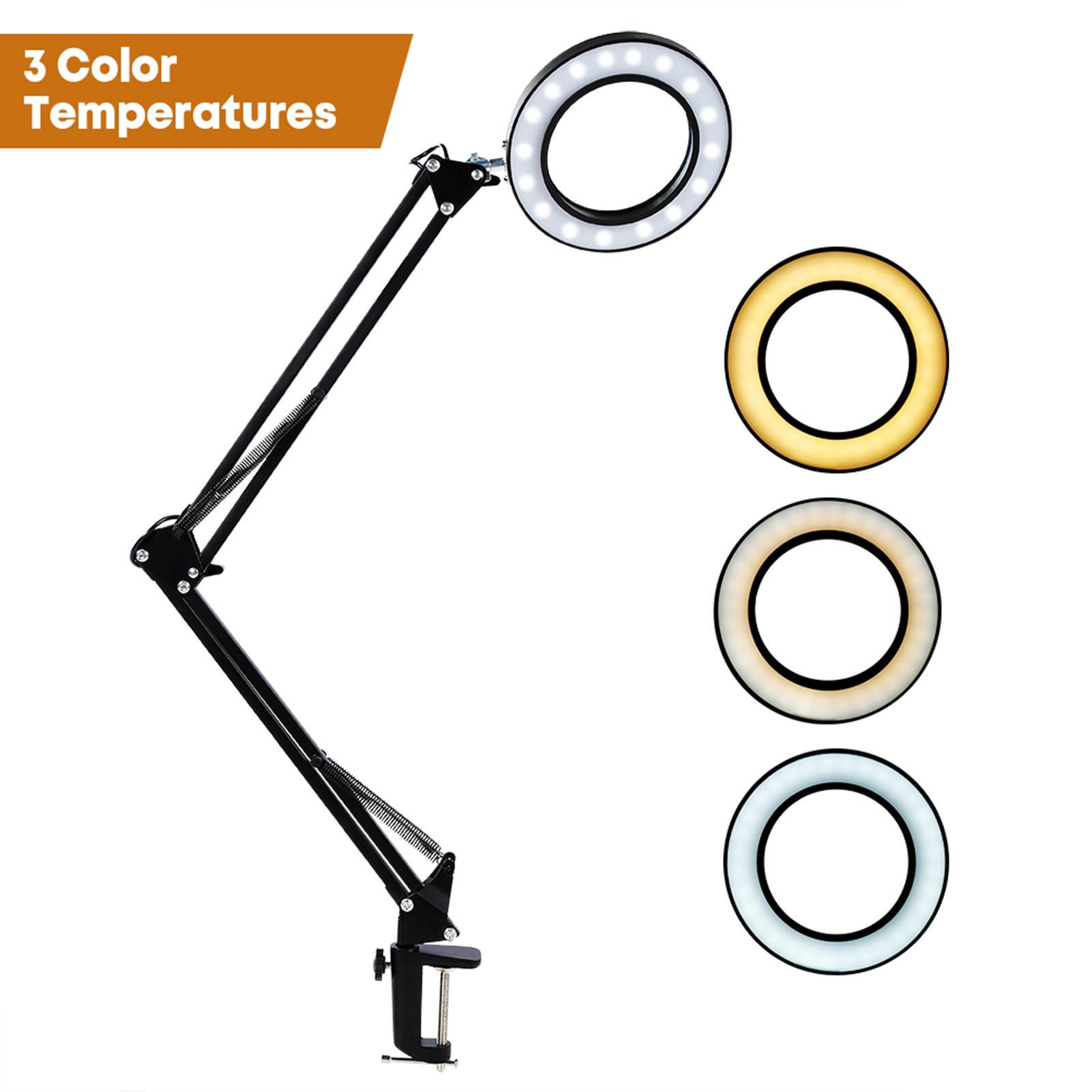USB Crank Arm 5X Magnifying Glass Clip Light Repair Lamp view 2
