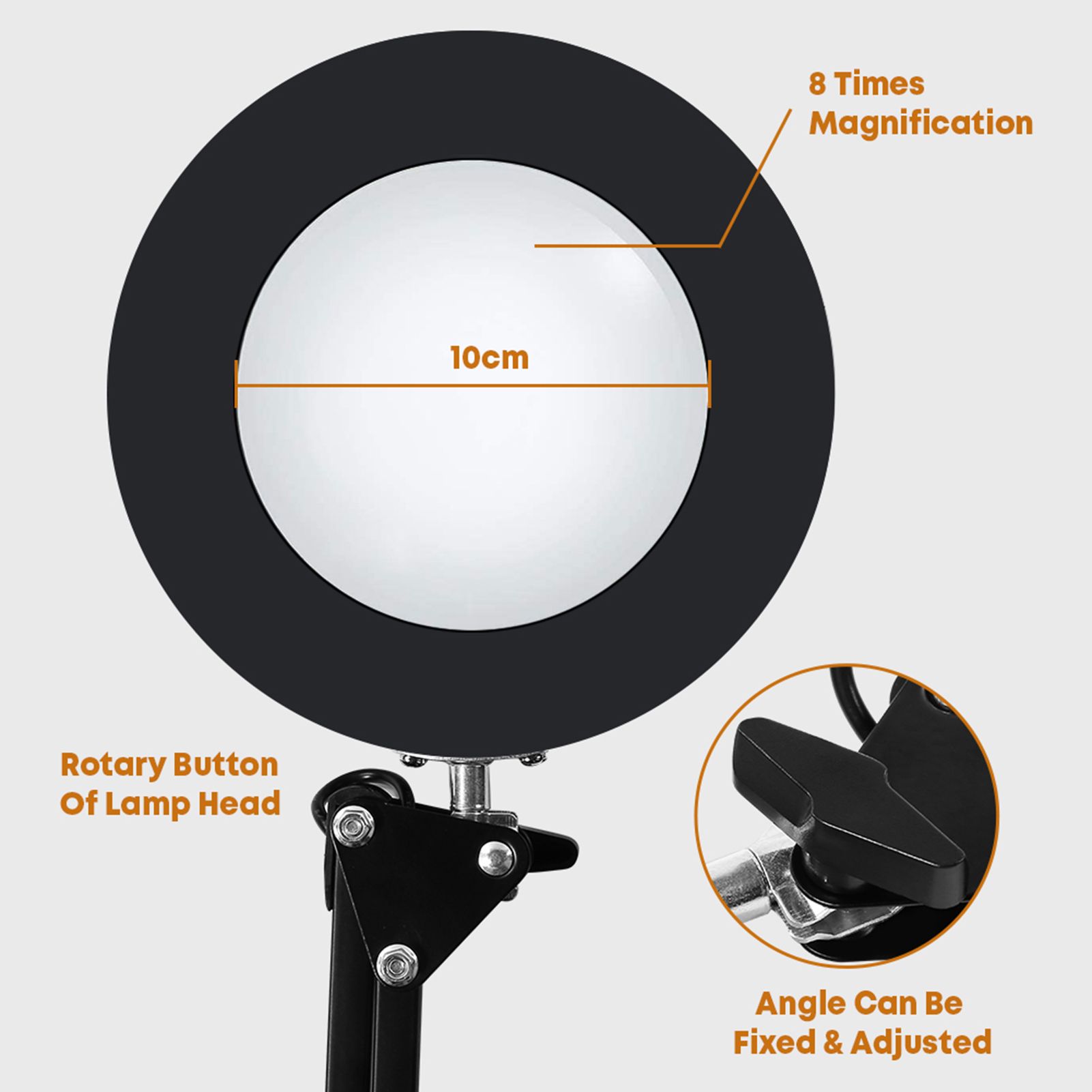 USB Crank Arm 5X Magnifying Glass Clip Light Repair Lamp view 4