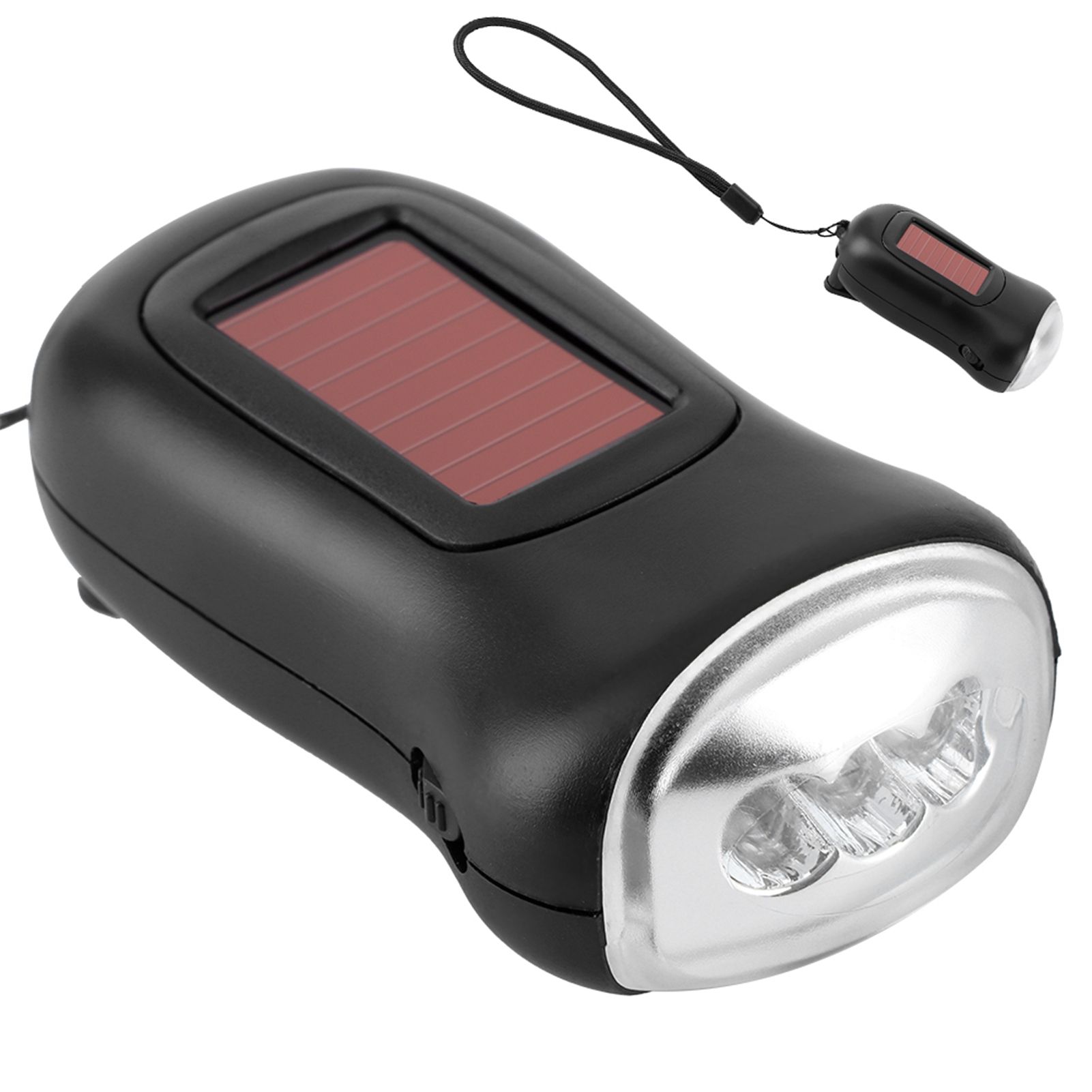 Hand Crank Solar Powered Rechargeable Flashlight LED Emergency Dynamo Torch view 2