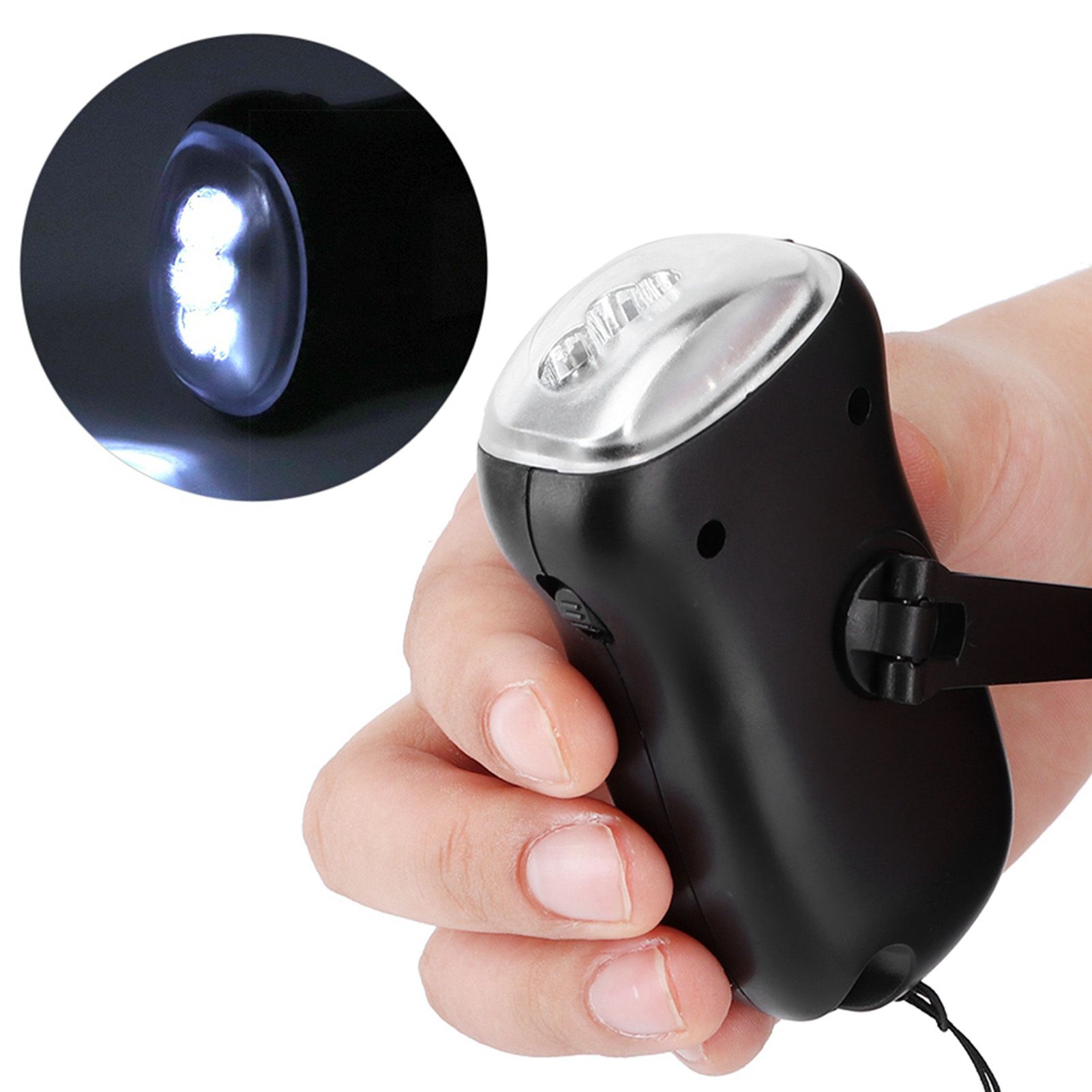 Hand Crank Solar Powered Rechargeable Flashlight LED Emergency Dynamo Torch view 12