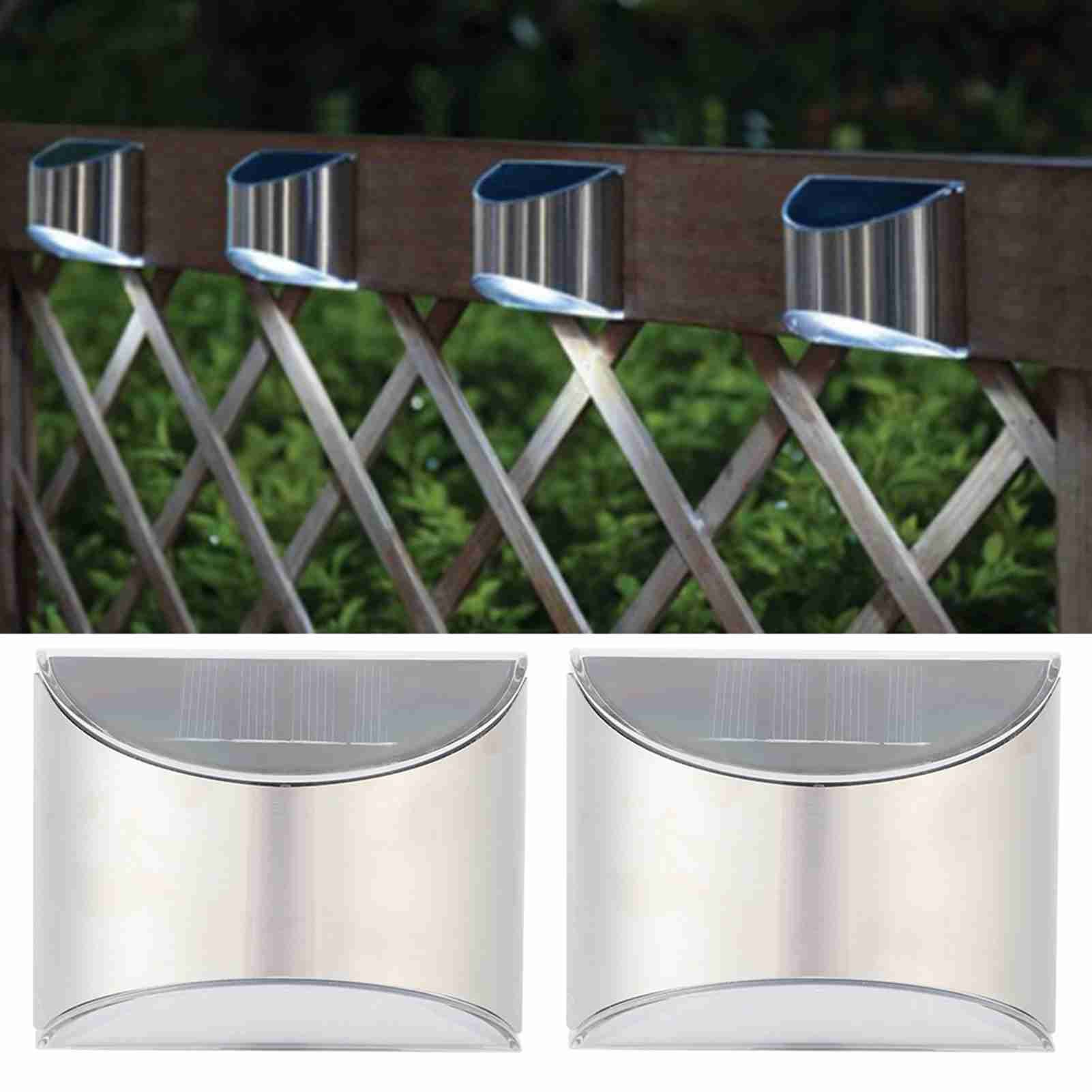 Stainless Steel Solar Fence Security Lights Light‑Control Step Wall Lamp for view 7