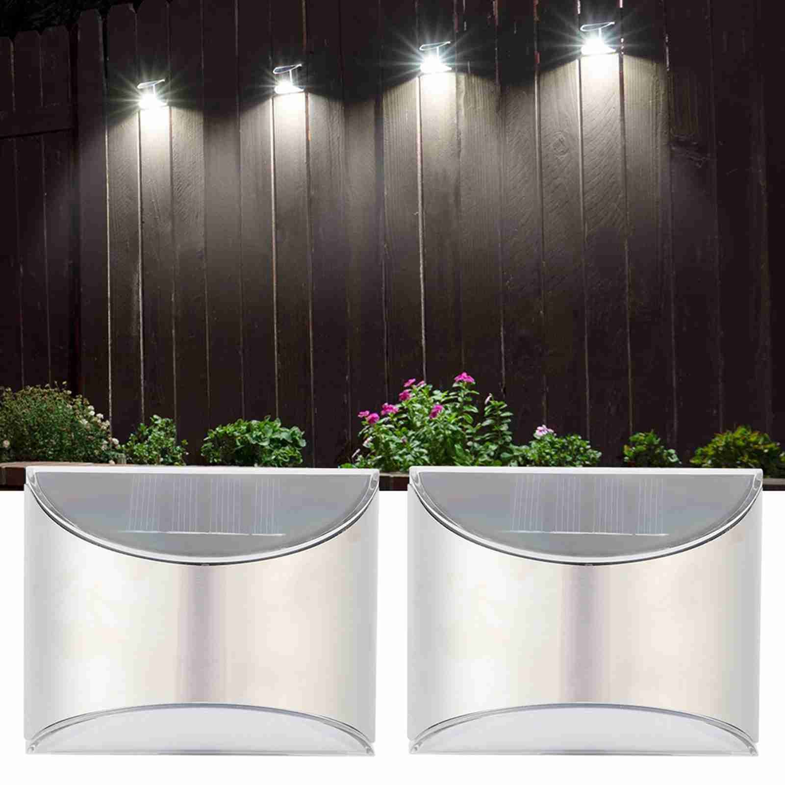 Stainless Steel Solar Fence Security Lights Light‑Control Step Wall Lamp for view 8