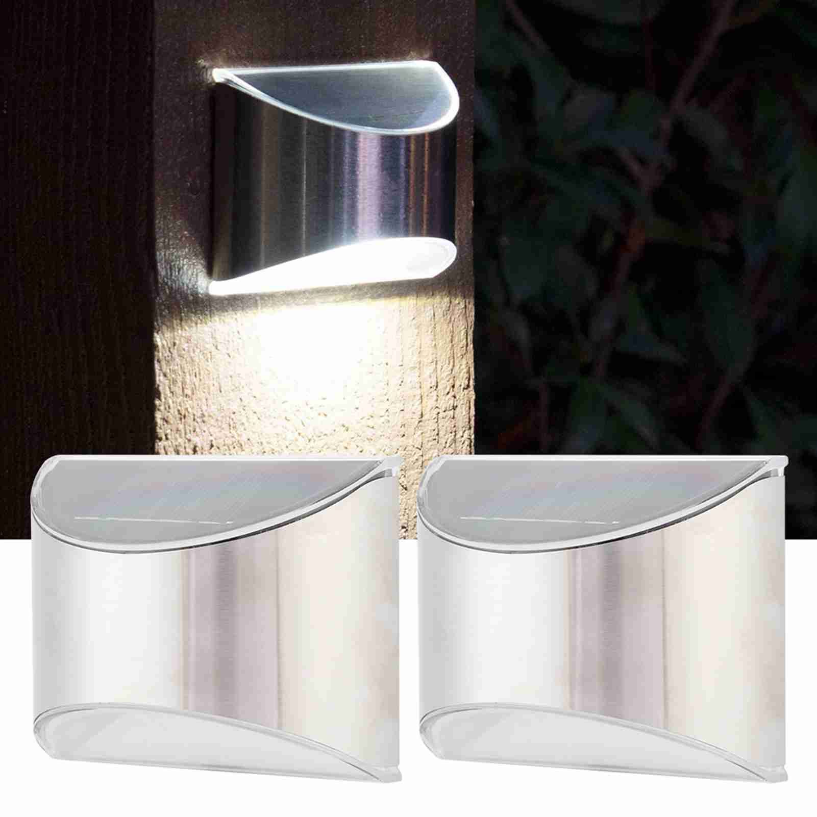 Stainless Steel Solar Fence Security Lights Light‑Control Step Wall Lamp for view 10