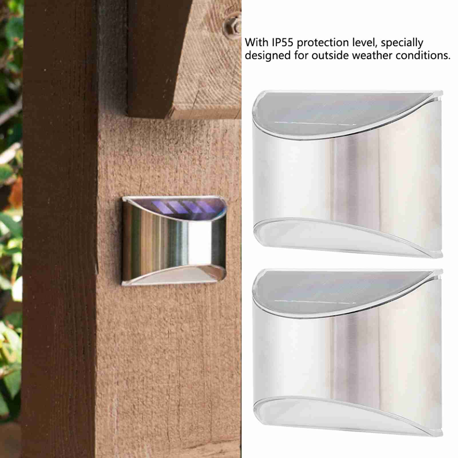 Stainless Steel Solar Fence Security Lights Light‑Control Step Wall Lamp for view 12