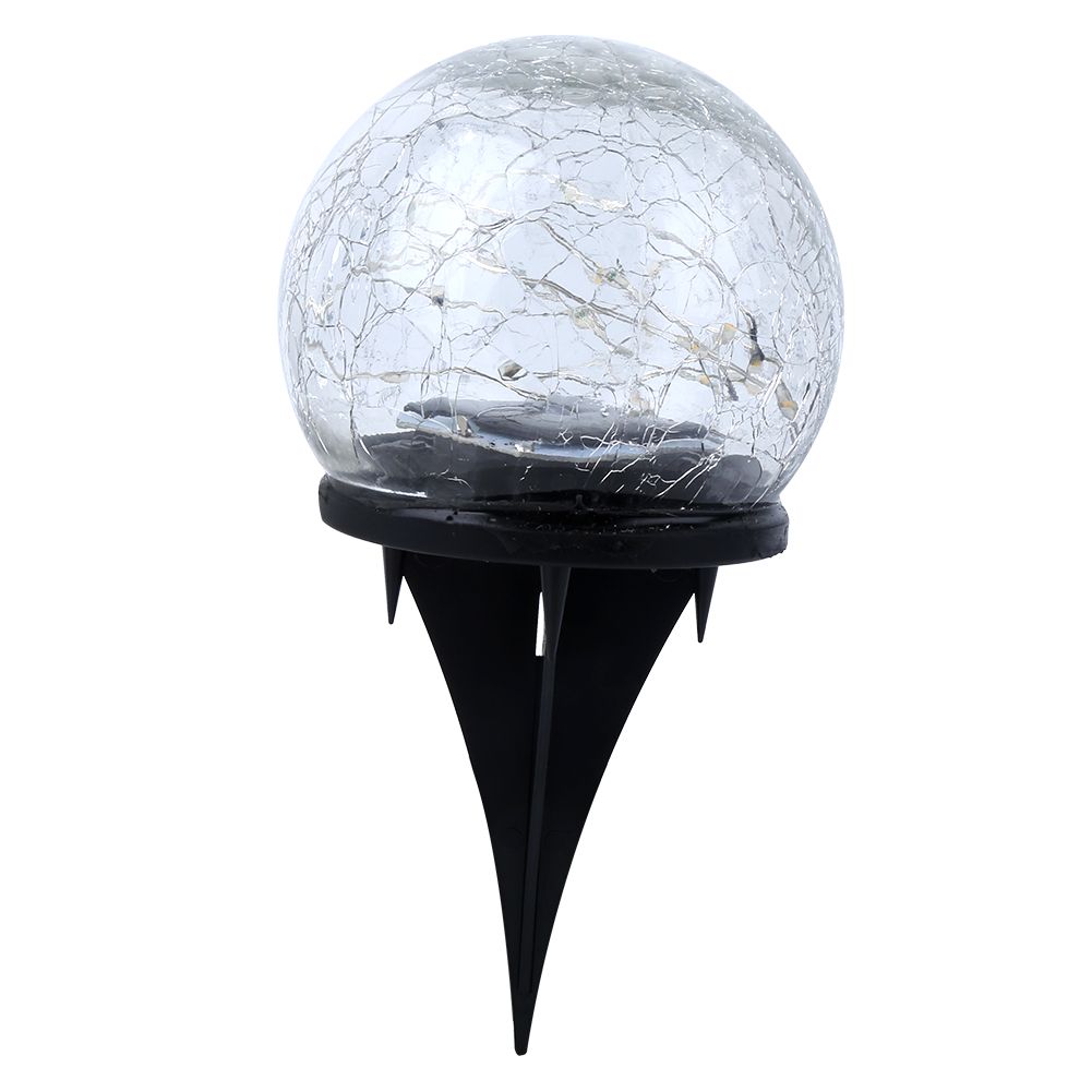 Waterproof Solar Crackle Glass Ball Light Ground Spike Lamp for Garden Yard view 2