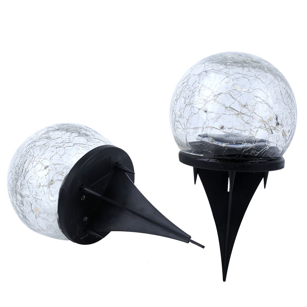 Waterproof Solar Crackle Glass Ball Light Ground Spike Lamp for Garden Yard view 6