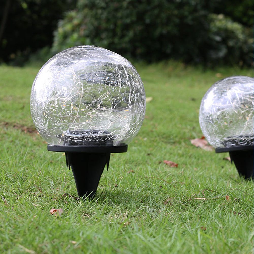 Waterproof Solar Crackle Glass Ball Light Ground Spike Lamp for Garden Yard view 7