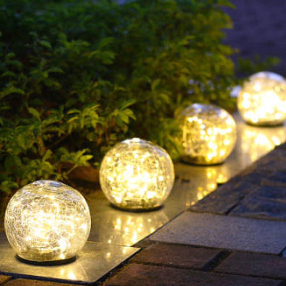 Waterproof Solar Crackle Glass Ball Light Ground Spike Lamp for Garden Yard view 8
