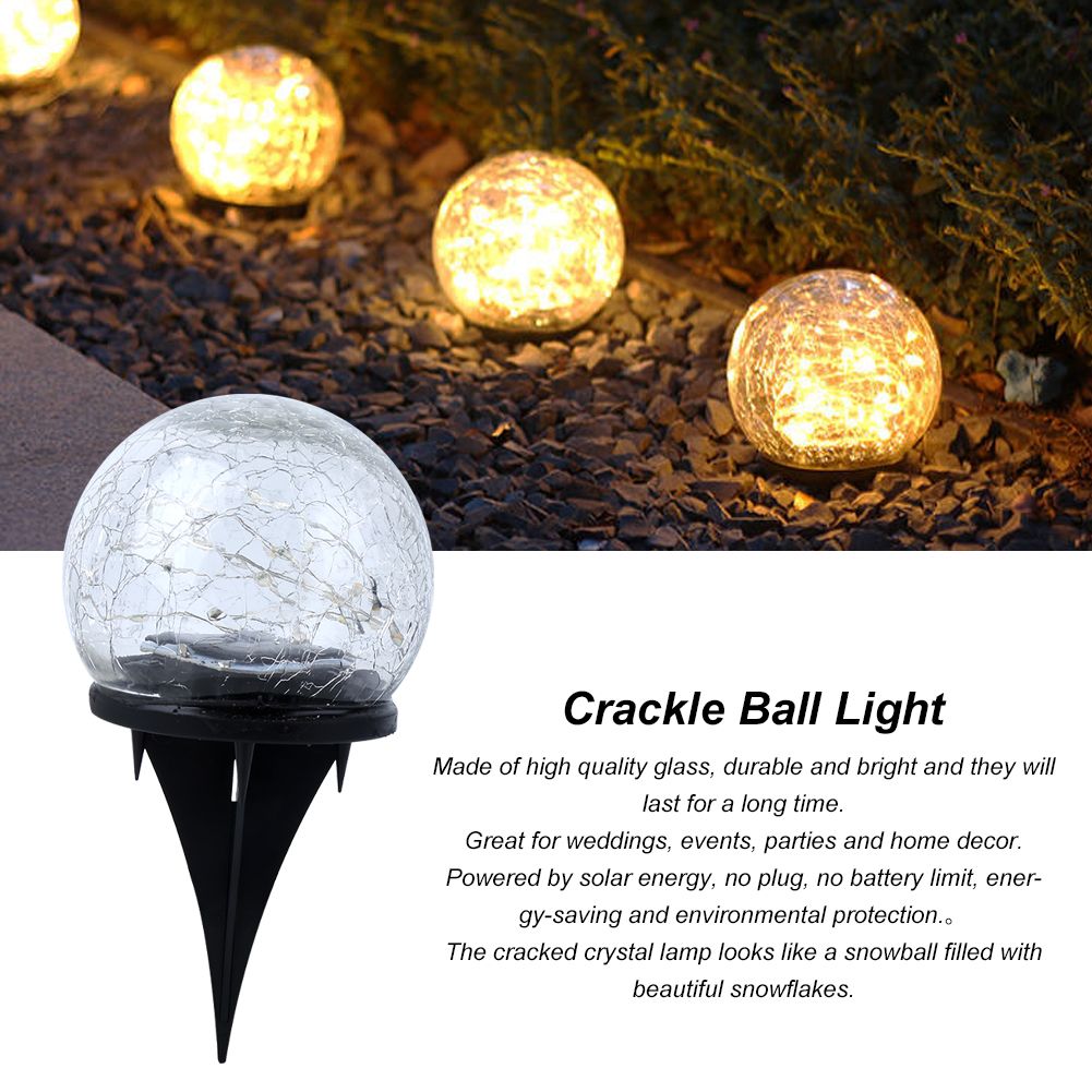 Waterproof Solar Crackle Glass Ball Light Ground Spike Lamp for Garden Yard view 11