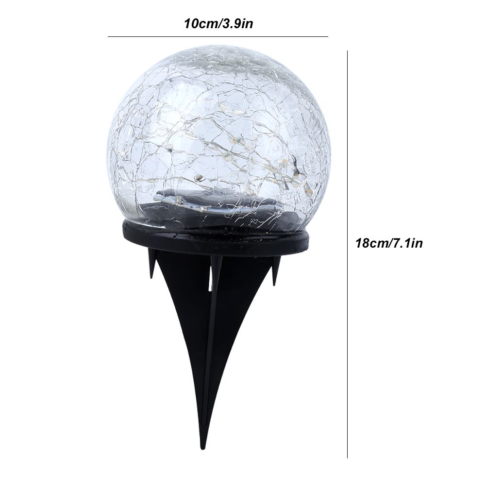 Waterproof Solar Crackle Glass Ball Light Ground Spike Lamp for Garden Yard view 12