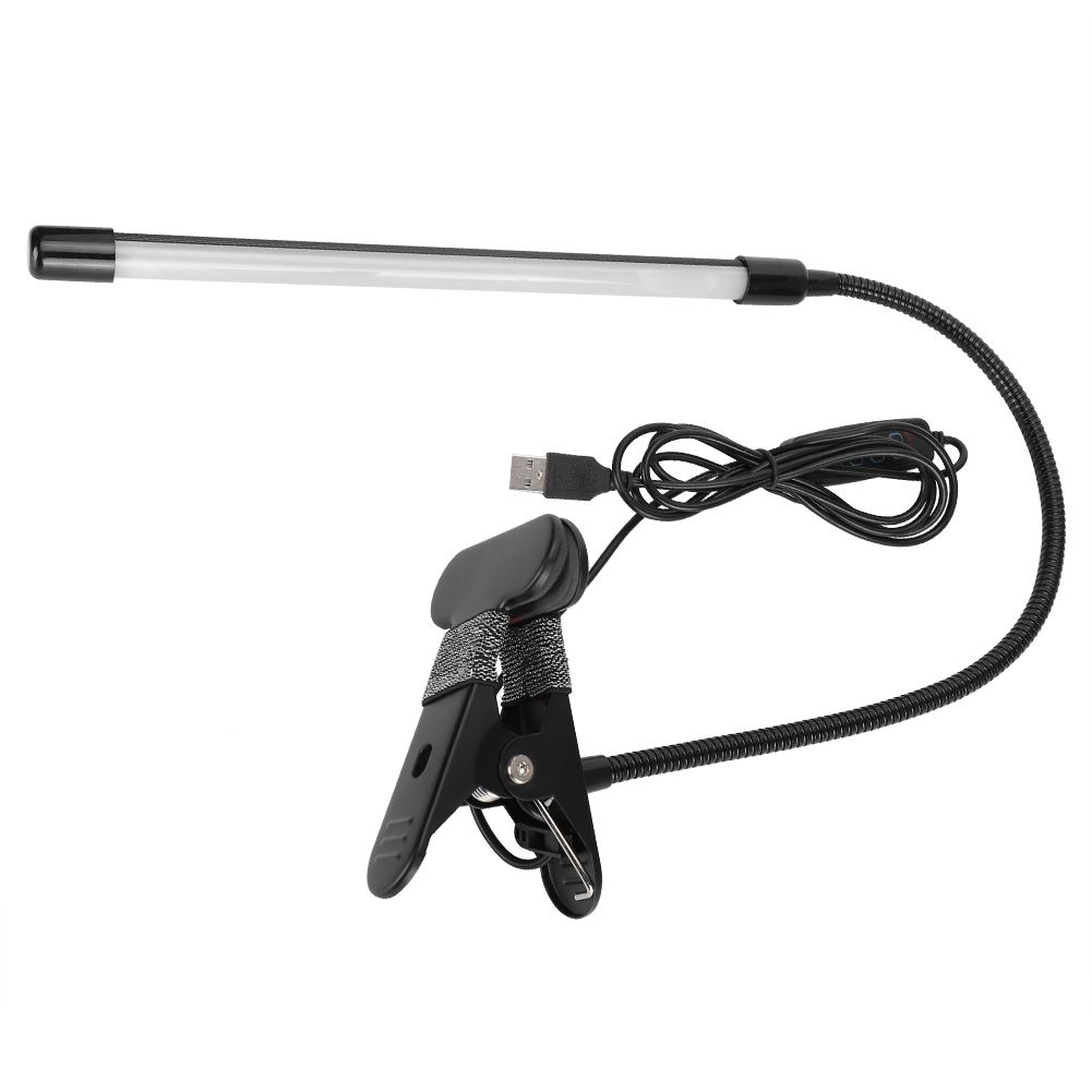 LED Adjustable Clip Reading Light Cold Warm Brightness Light Black Single Tube view 2