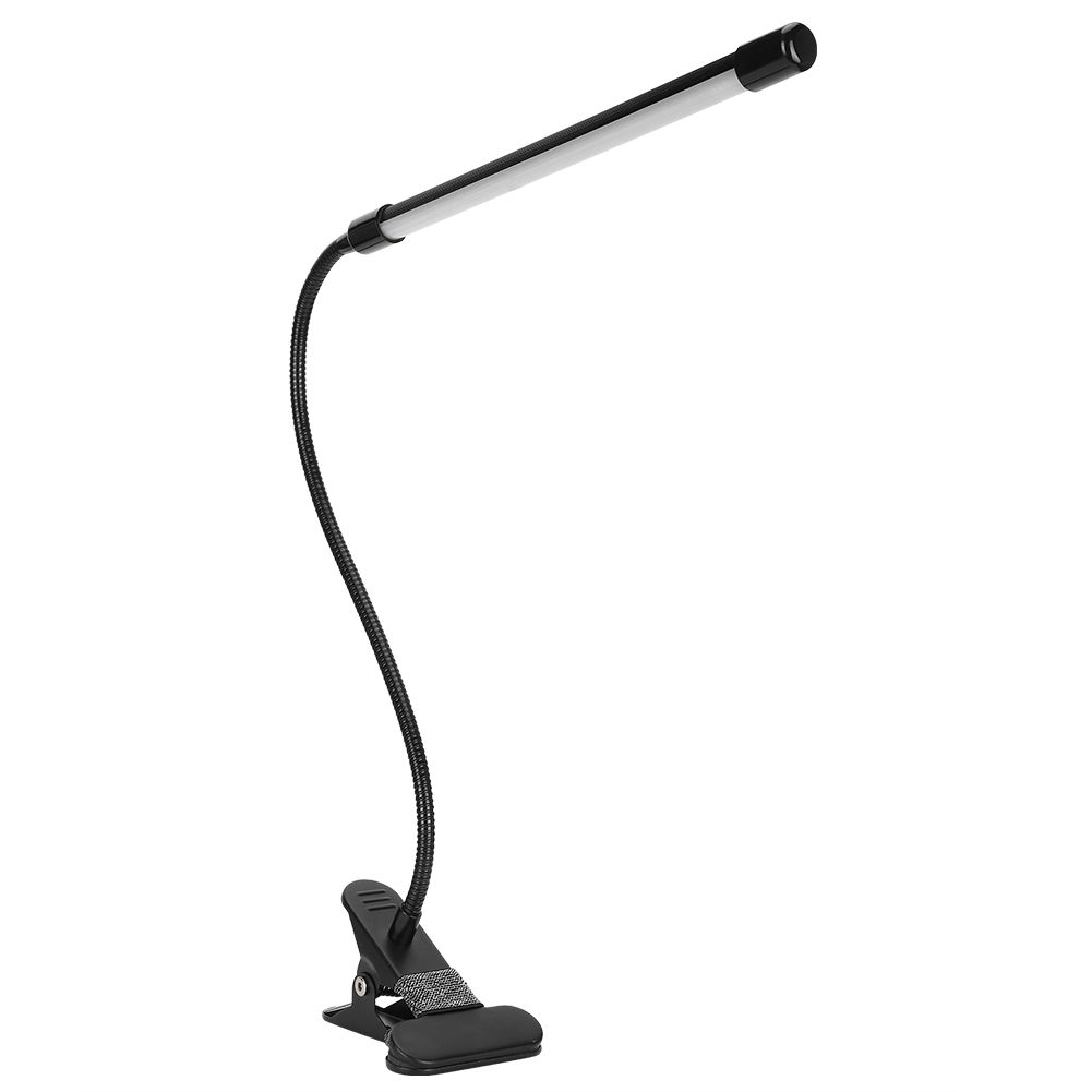 LED Adjustable Clip Reading Light Cold Warm Brightness Light Black Single Tube view 3
