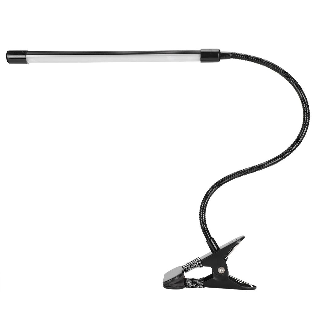 LED Adjustable Clip Reading Light Cold Warm Brightness Light Black Single Tube view 4
