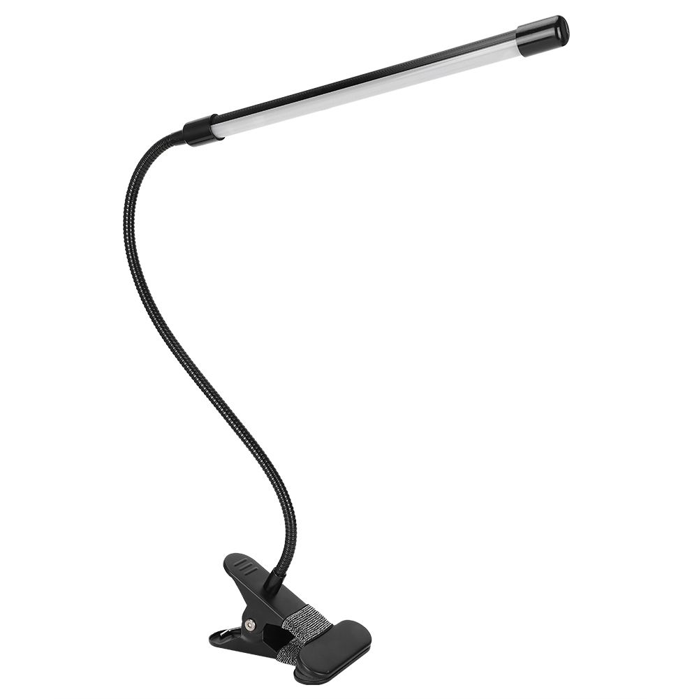 LED Adjustable Clip Reading Light Cold Warm Brightness Light Black Single Tube view 6