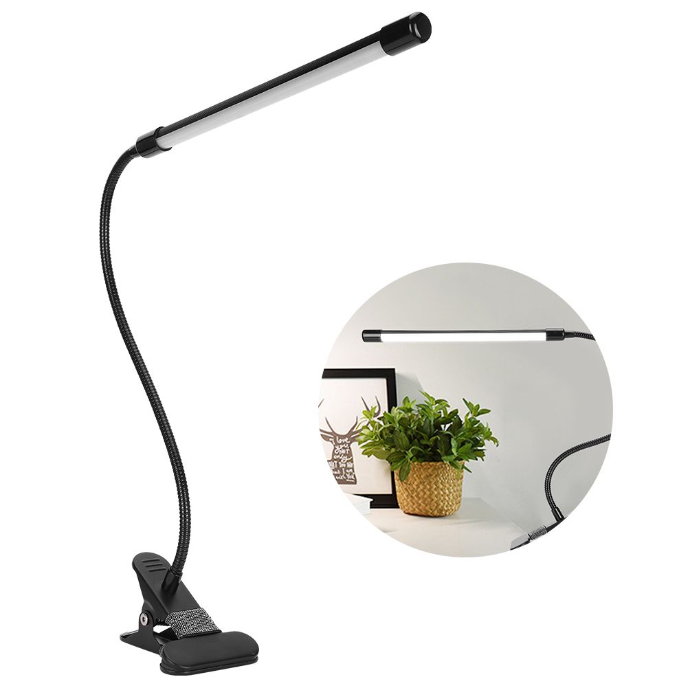 LED Adjustable Clip Reading Light Cold Warm Brightness Light Black Single Tube view 9