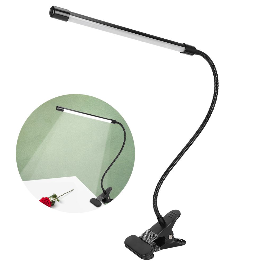 LED Adjustable Clip Reading Light Cold Warm Brightness Light Black Single Tube view 10
