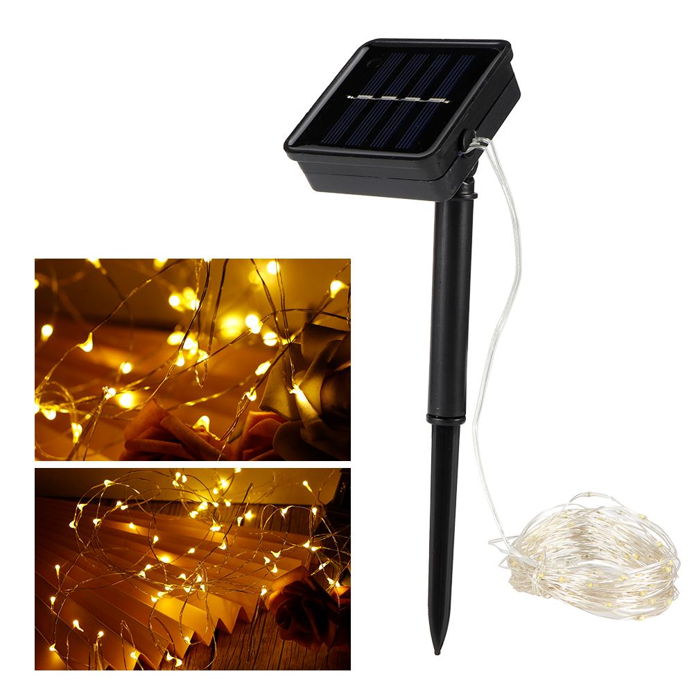 10m 100LED Solar Copper Wire String Light Garden Decoration Lamp String Warm Light view 9