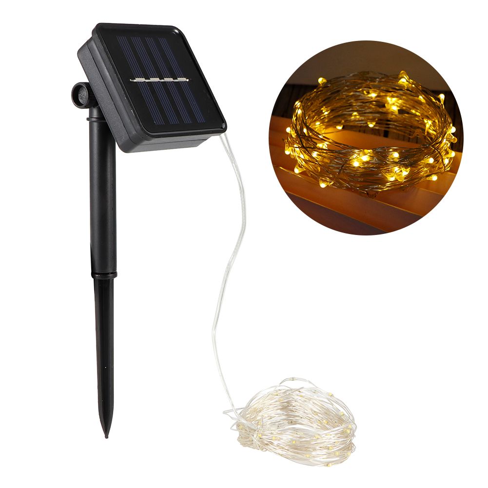 10m 100LED Solar Copper Wire String Light Garden Decoration Lamp String Warm Light view 10