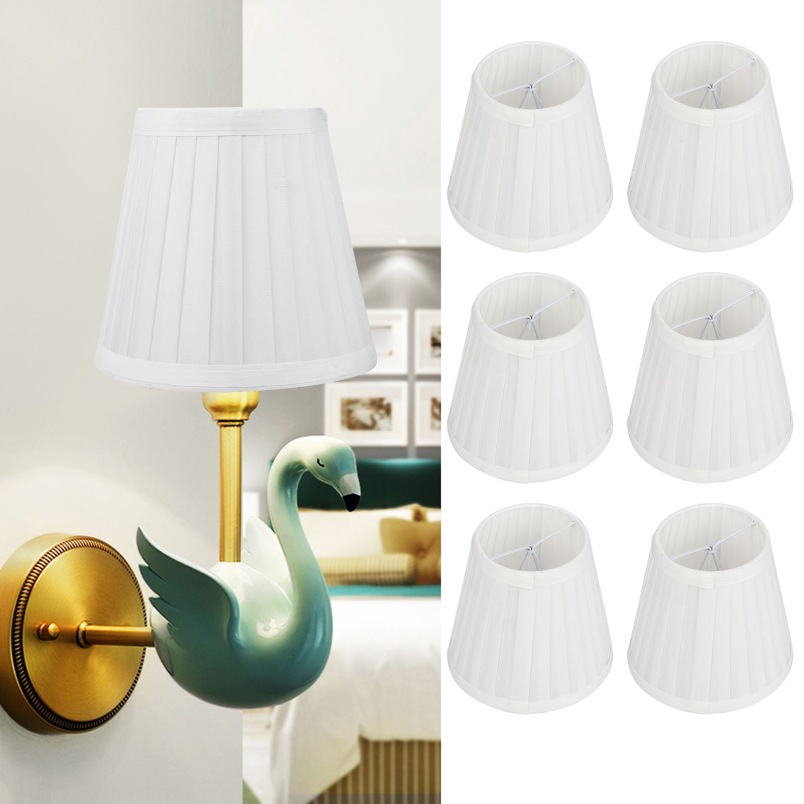 6PCS Fabric Chandelier Lampshade Wall Lamp Cover Shade for Living Room Bedroom view 9