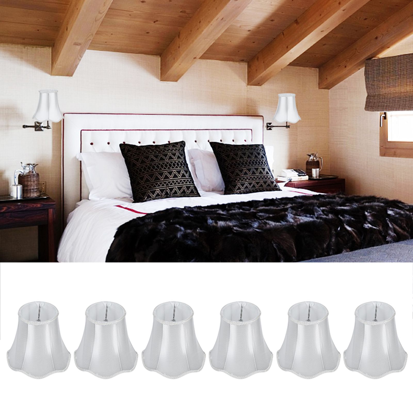 6Pcs European Modern Chandelier Fabric Lampshade Wall Lamp Cover Light view 9