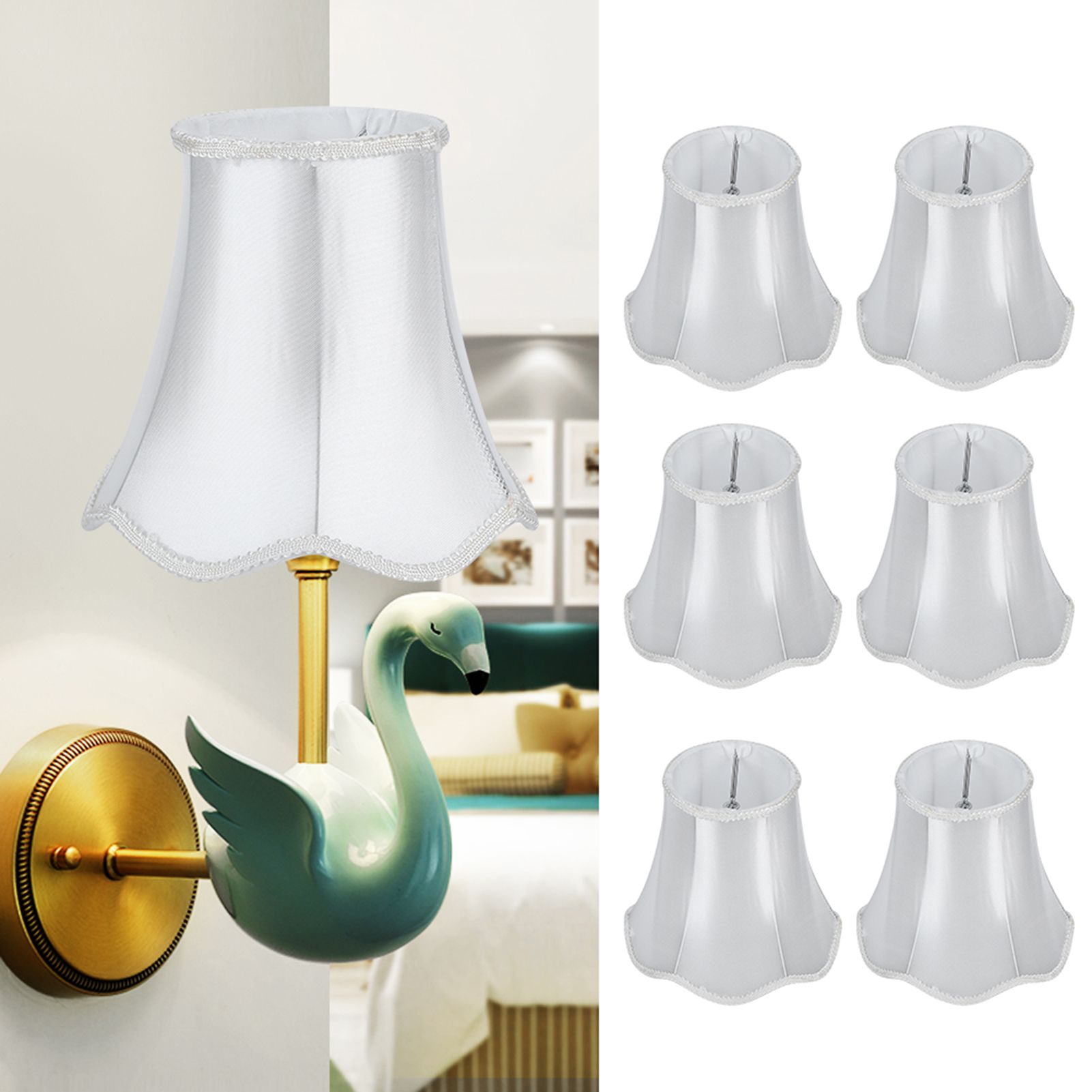 6Pcs European Modern Chandelier Fabric Lampshade Wall Lamp Cover Light view 10