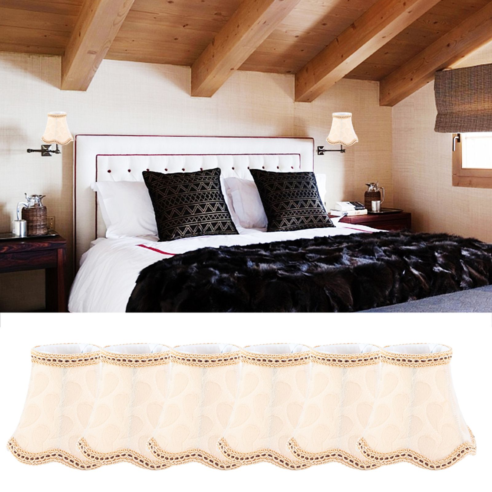 6PCS Fabric Lampshade Wall Lamp Cover Chandelier Lamp Shade for Home view 9