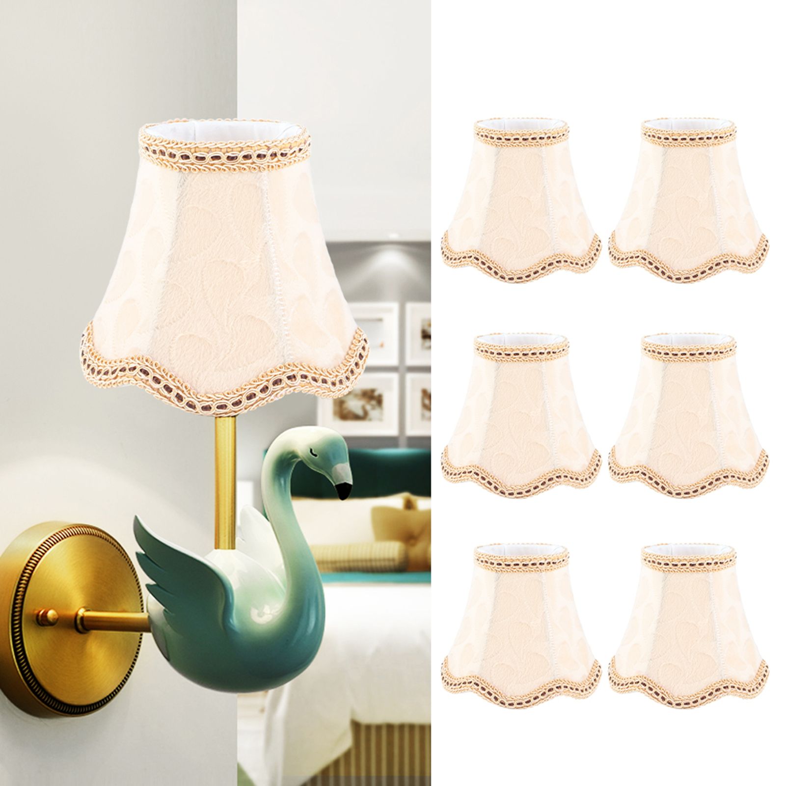 6PCS Fabric Lampshade Wall Lamp Cover Chandelier Lamp Shade for Home view 10