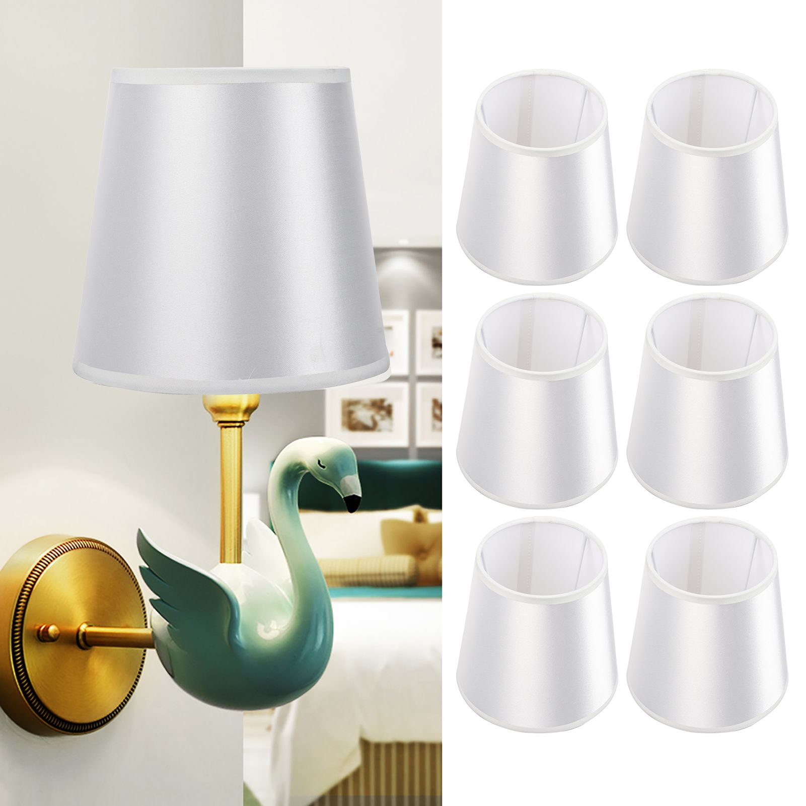 6PCS Simple Wall Light Chandelier Fabric Lamp Shade Light Fixture for Bedroom view 9