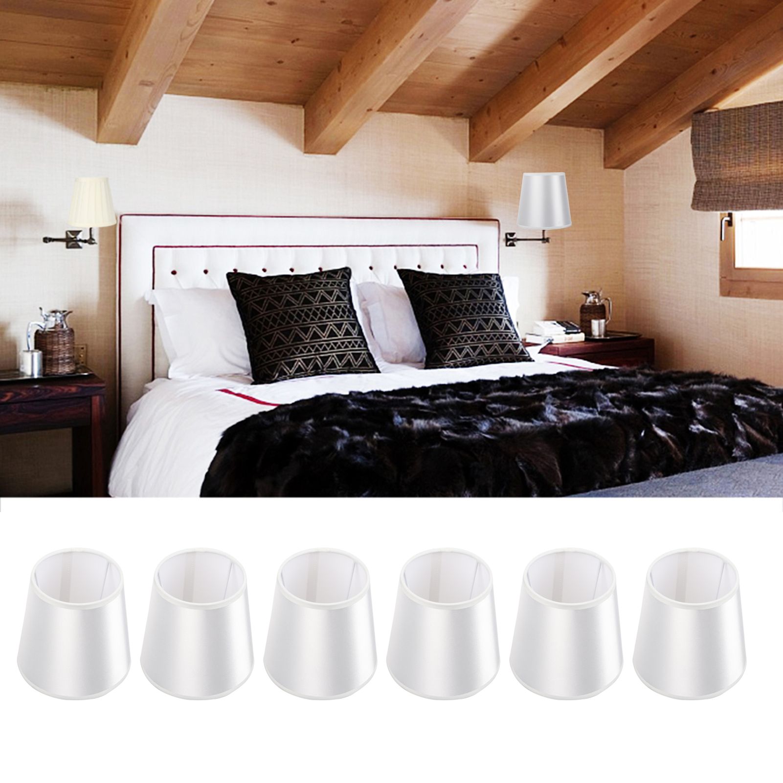 6PCS Simple Wall Light Chandelier Fabric Lamp Shade Light Fixture for Bedroom view 10