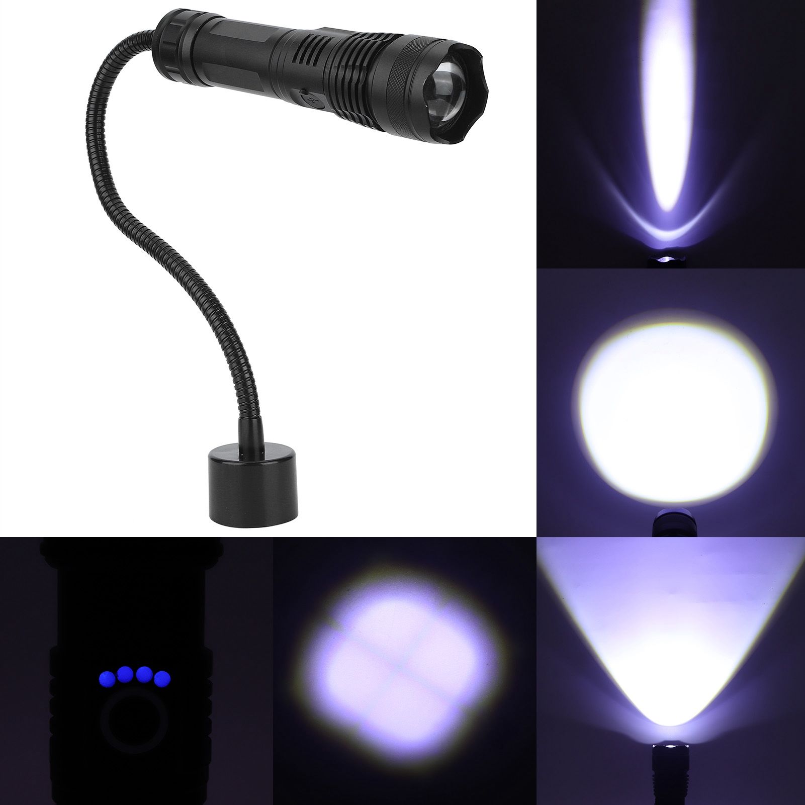 2 in 1 USB Rechargeable LED Flashlight Working Light with Magnetic Base for view 8