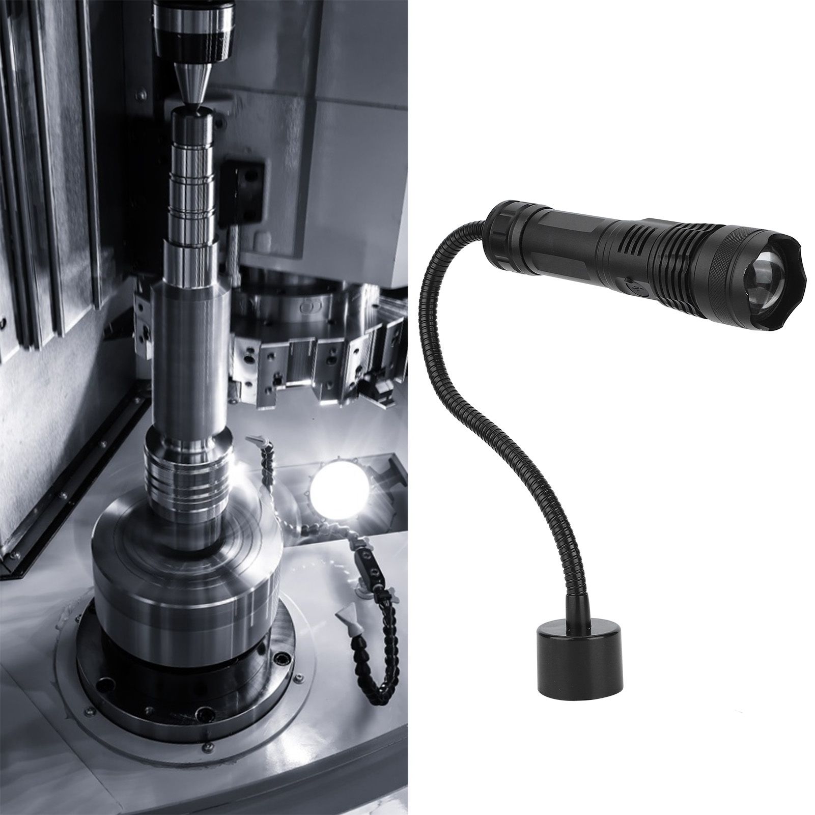 2 in 1 USB Rechargeable LED Flashlight Working Light with Magnetic Base for view 9