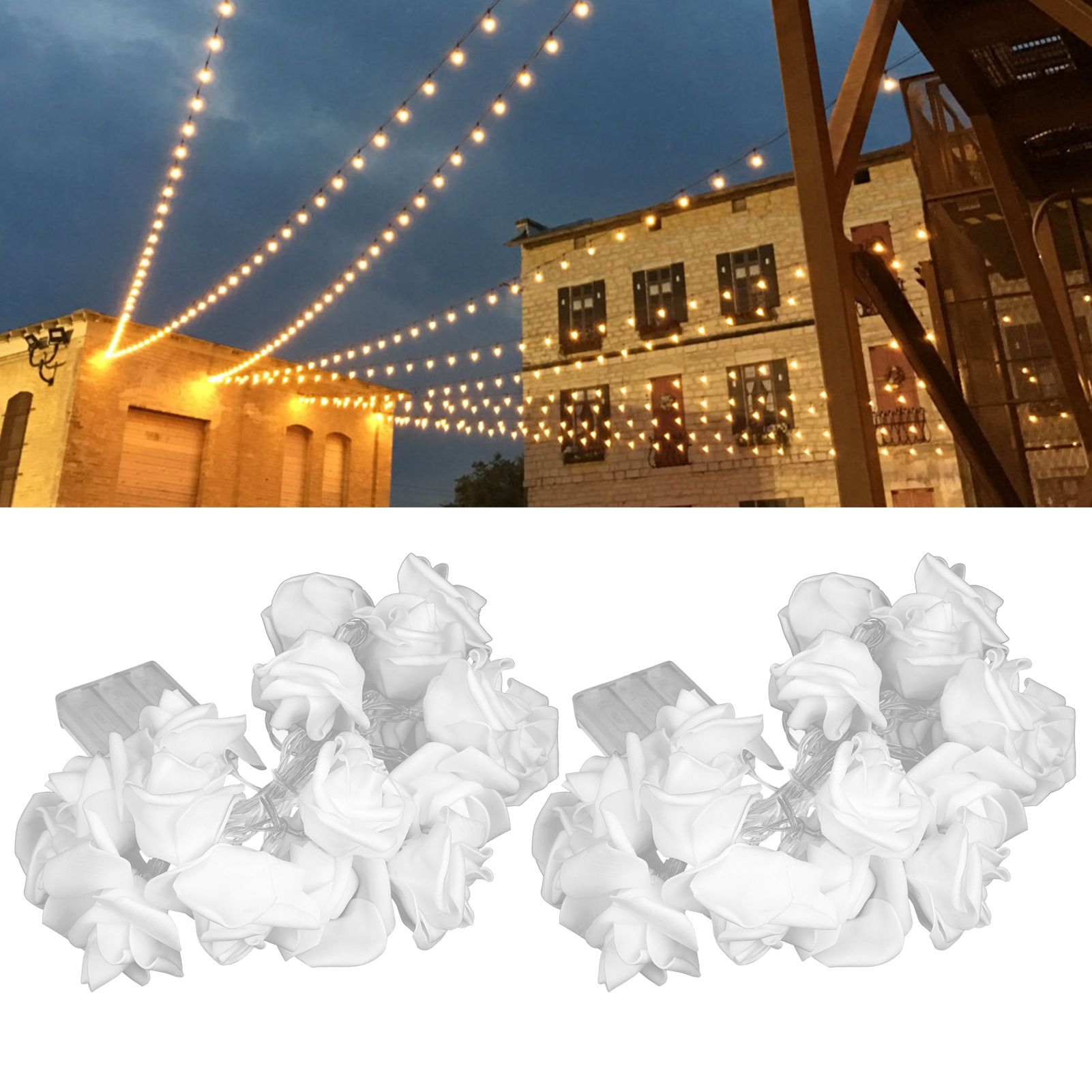 2Pcs Battery Powered 20LED Simulation Rose Flower String Lights for Christmas view 10
