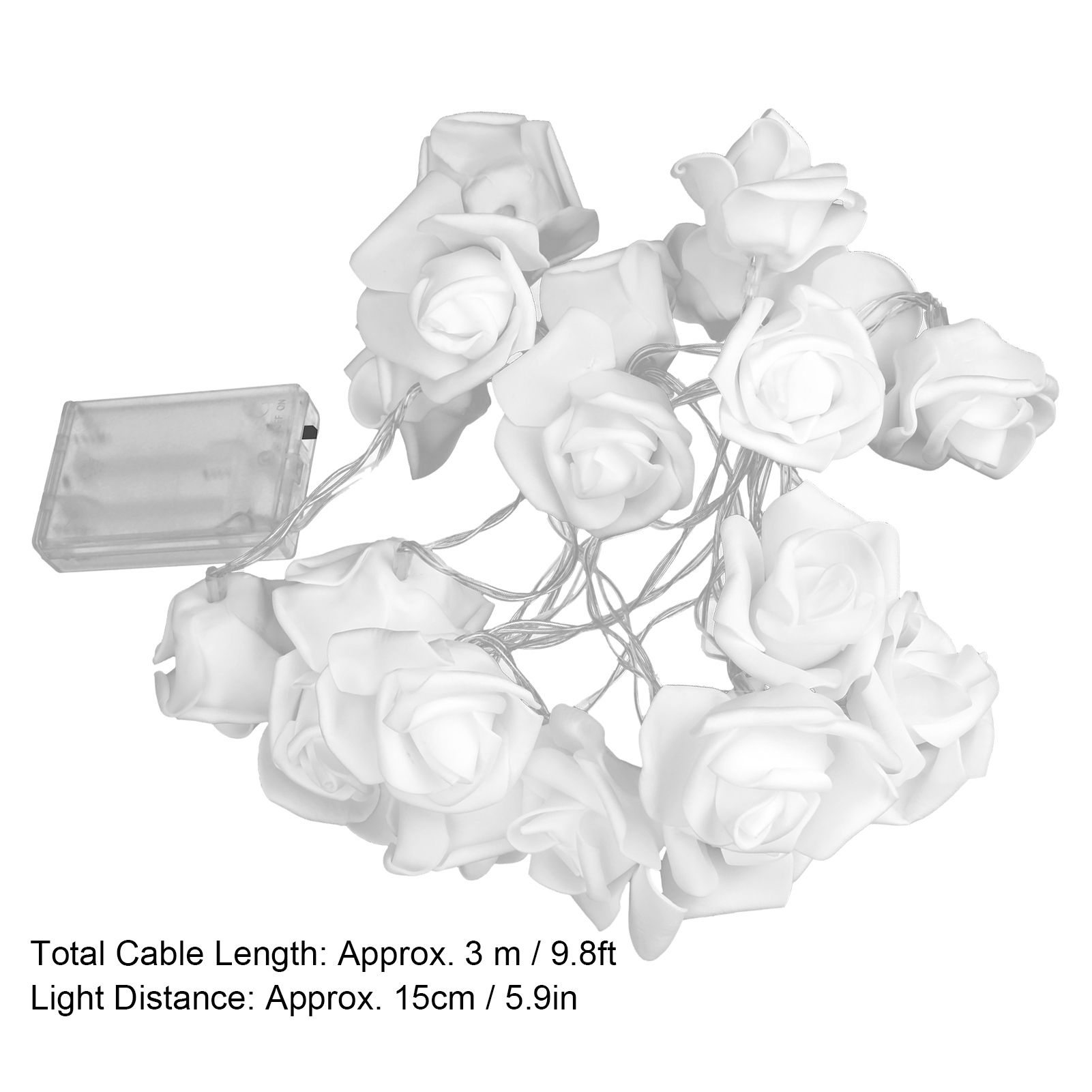 2Pcs Battery Powered 20LED Simulation Rose Flower String Lights for Christmas view 11
