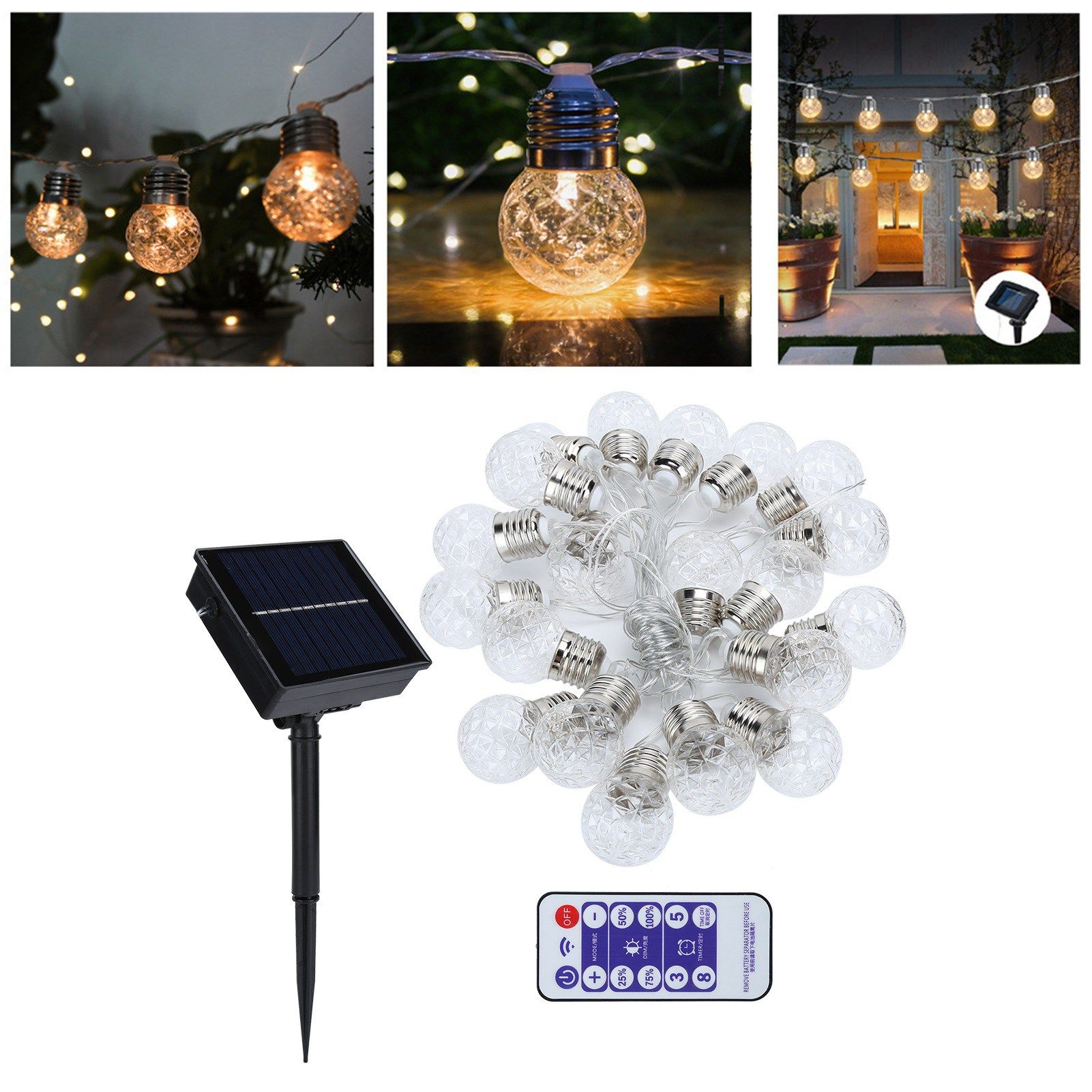 20LED Solar String Lights Outdoor Waterproof Courtyard Festive Decorative view 9