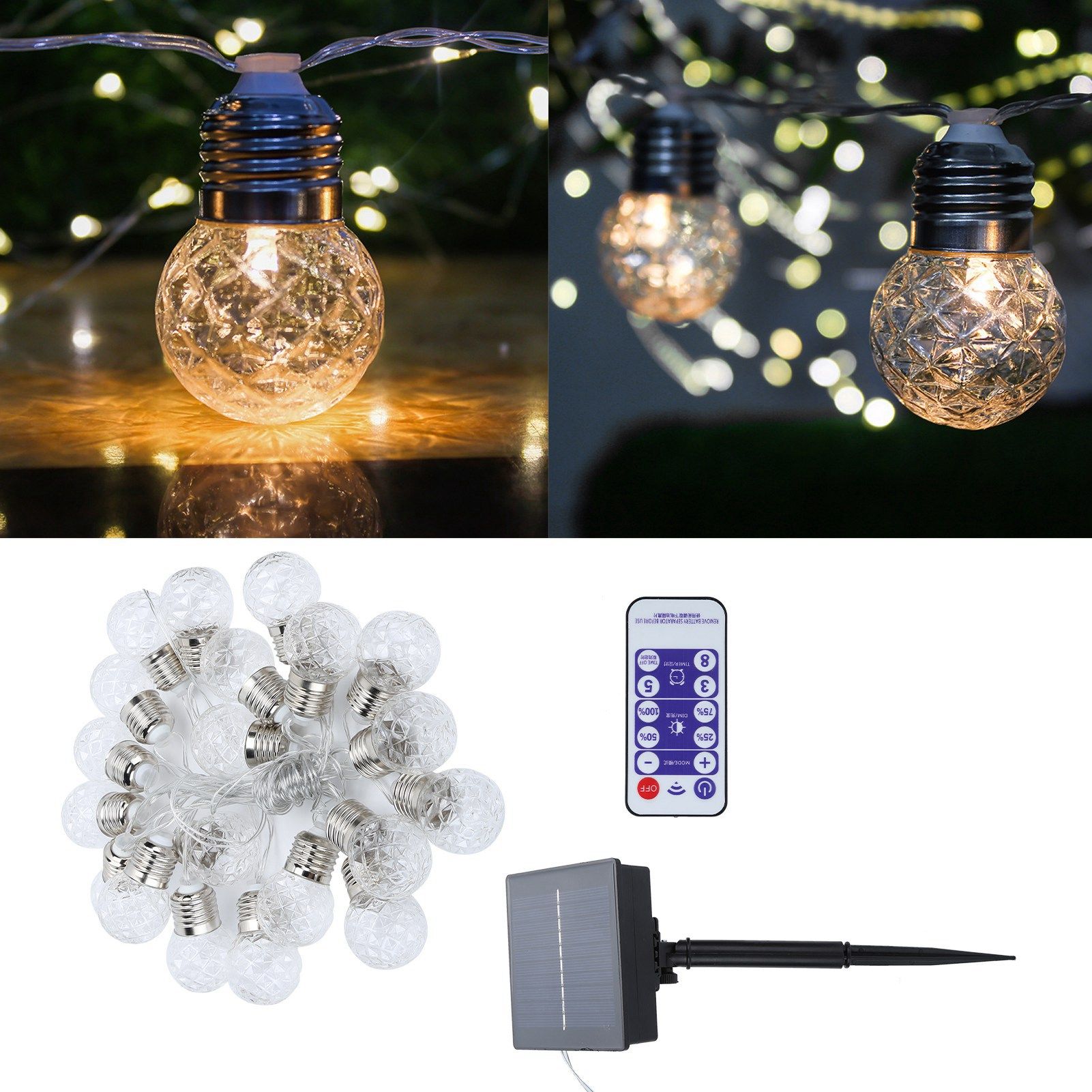 20LED Solar String Lights Outdoor Waterproof Courtyard Festive Decorative view 10