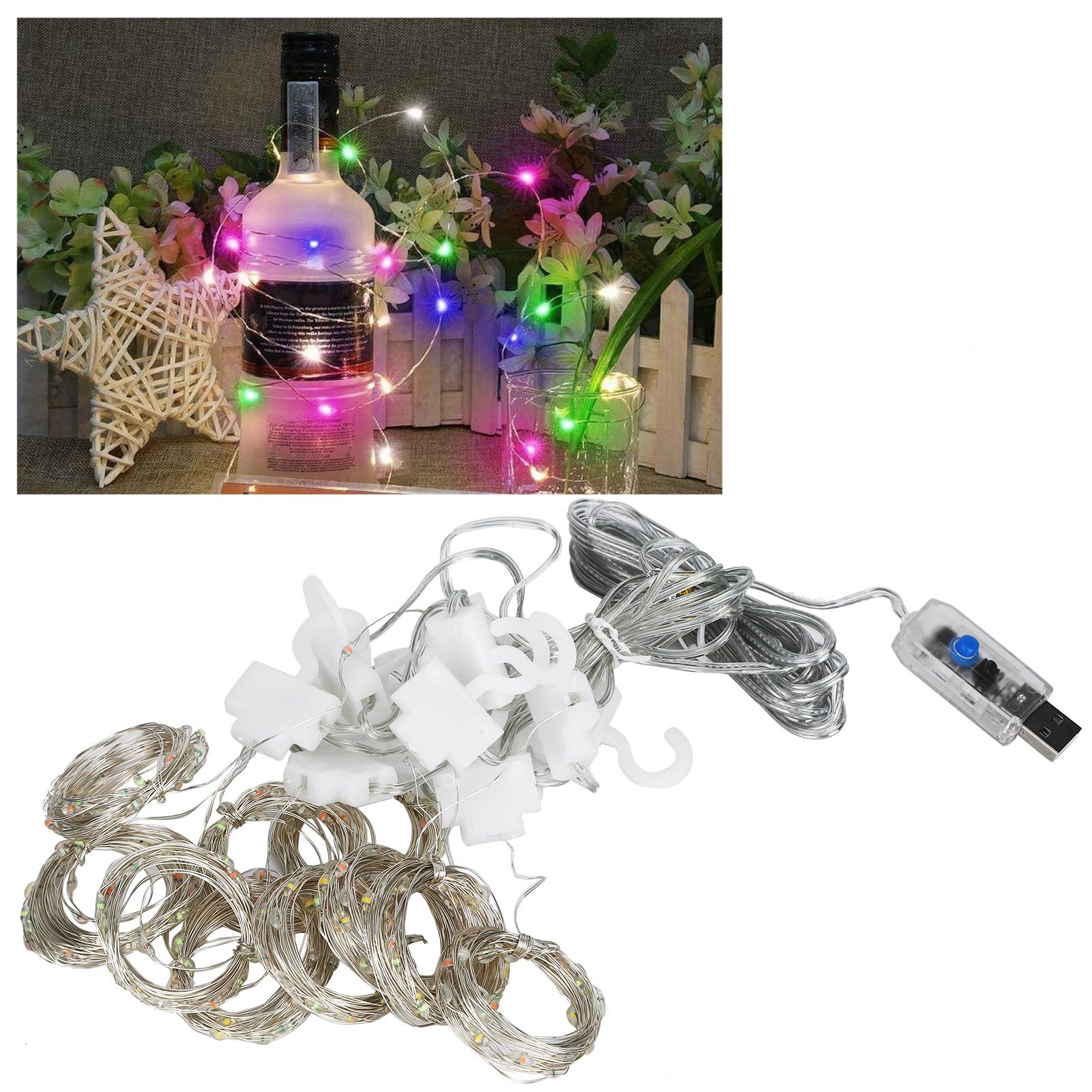 3x3 m Copper USB Wire Curtain Light String for Home Christmas Decoration with view 9