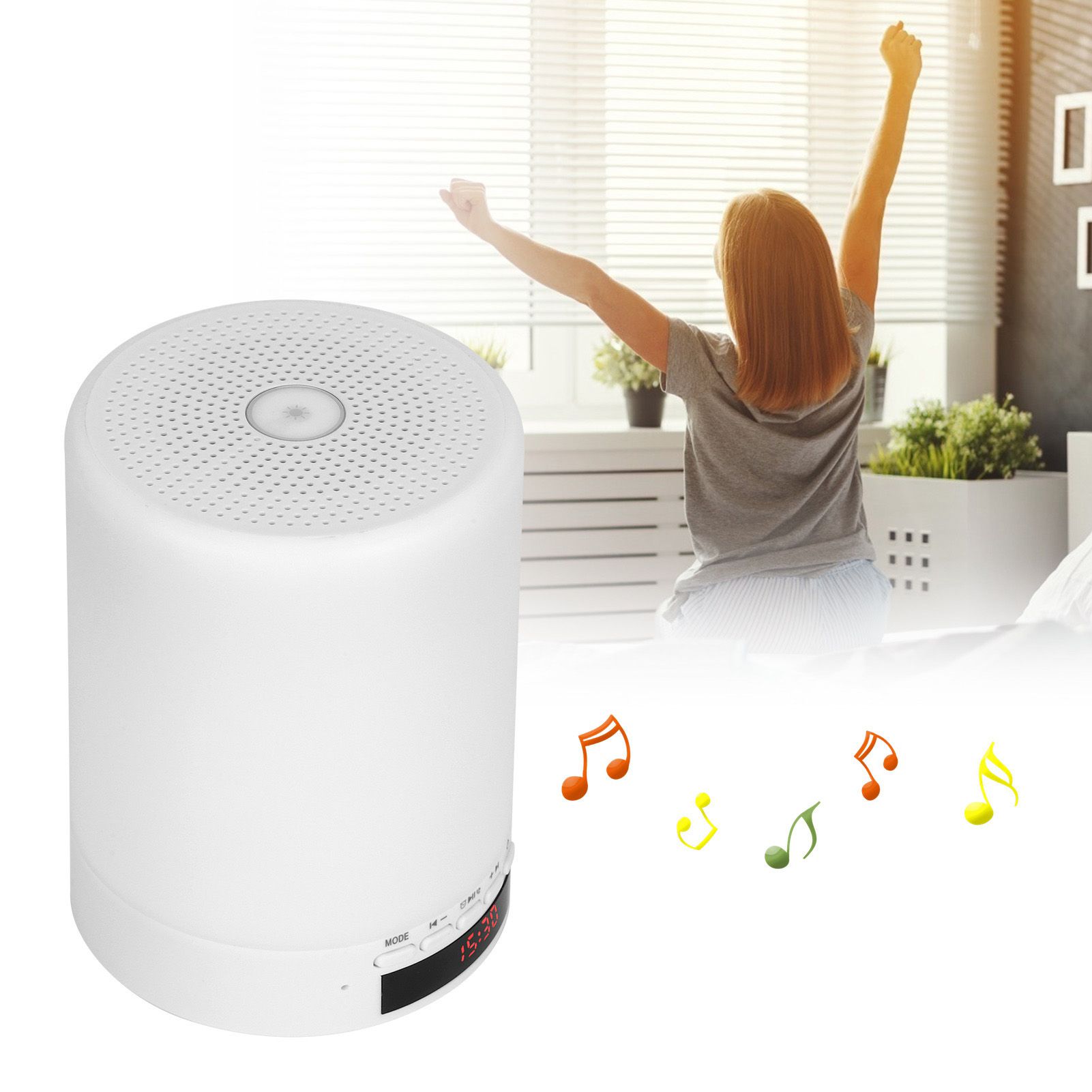 Bluetooth Speaker Night Light Touching Change Color LED Lamp Smart Alarm Clock view 10